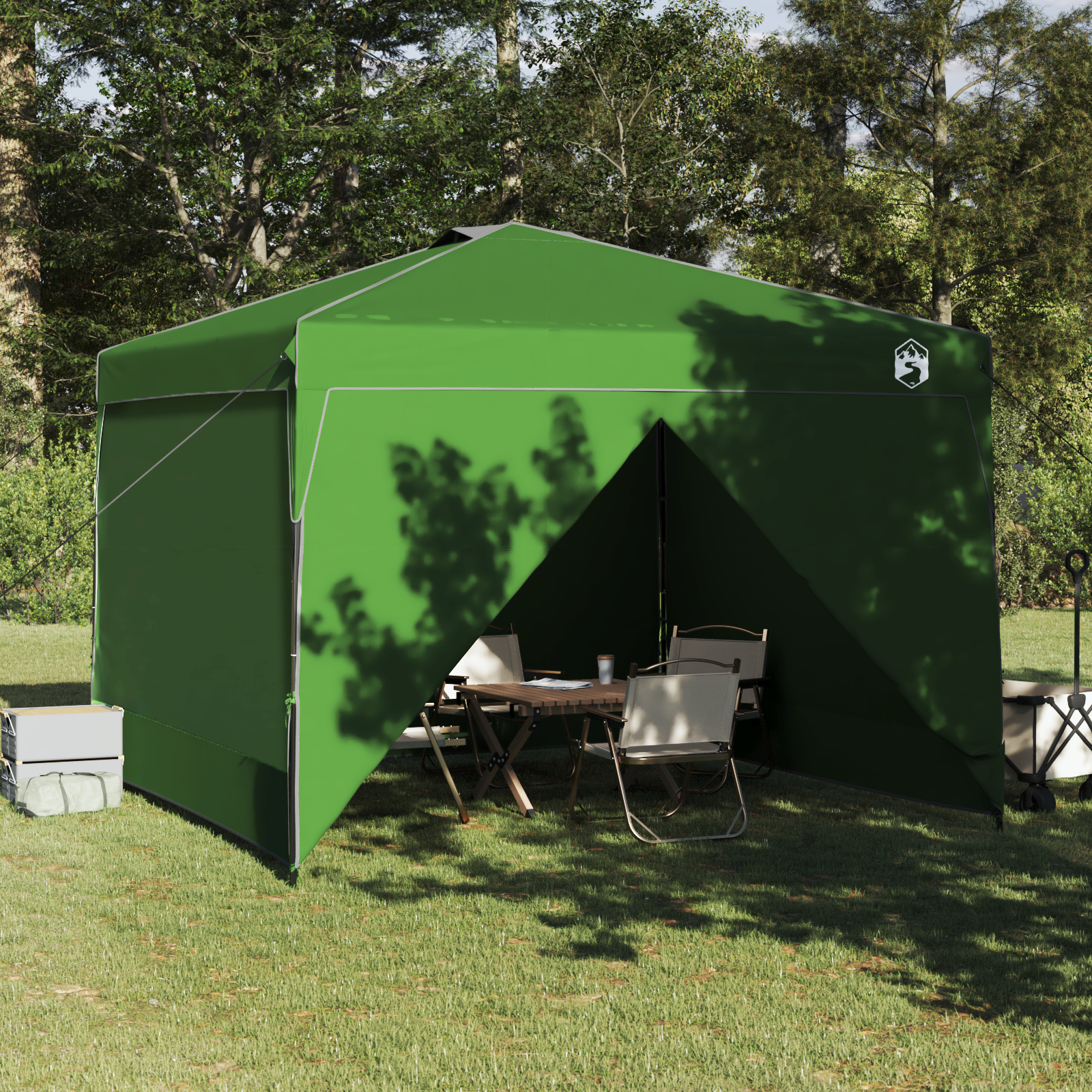 Pop-up markise telt grønn 300 x 300 cm stoff