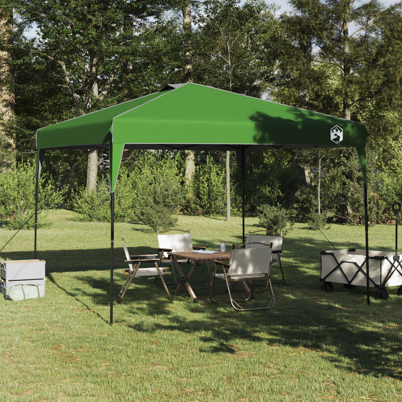 Pop-up markise telt grønn 300 x 300 cm stoff