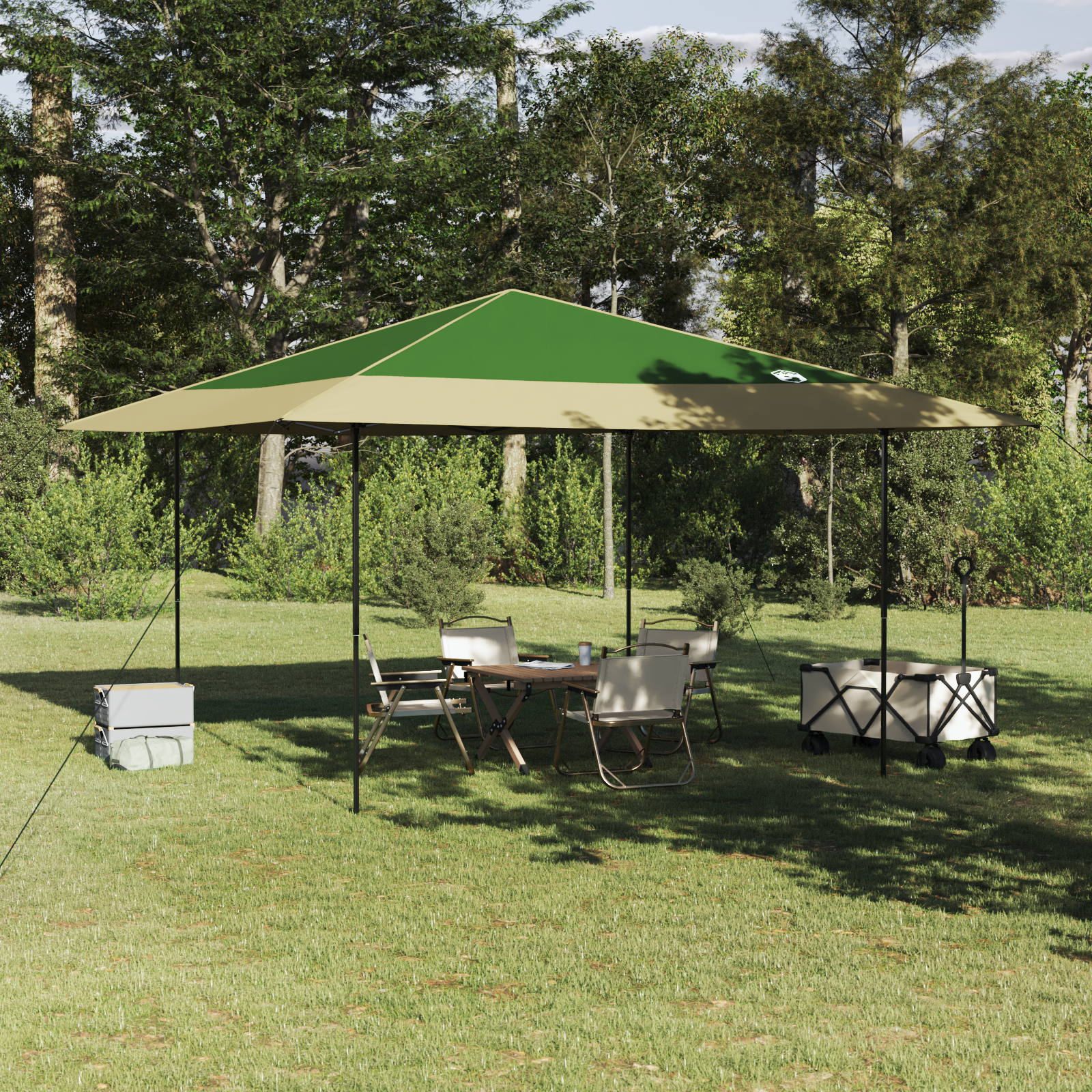 Pop-up markise telt grønn 400 x 400 cm stoff