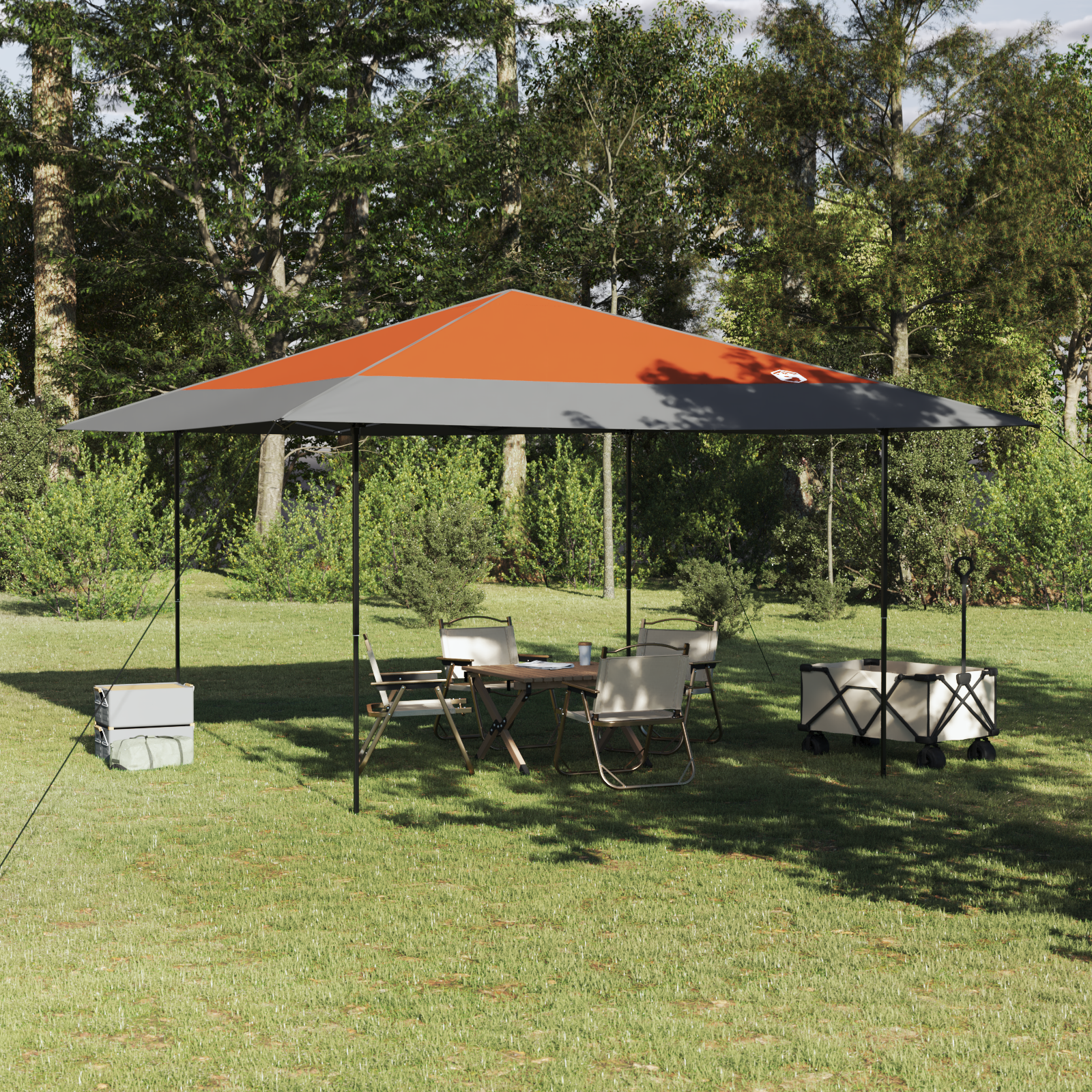 Pop-up markise telt Oransje 400 x 400 cm stoff