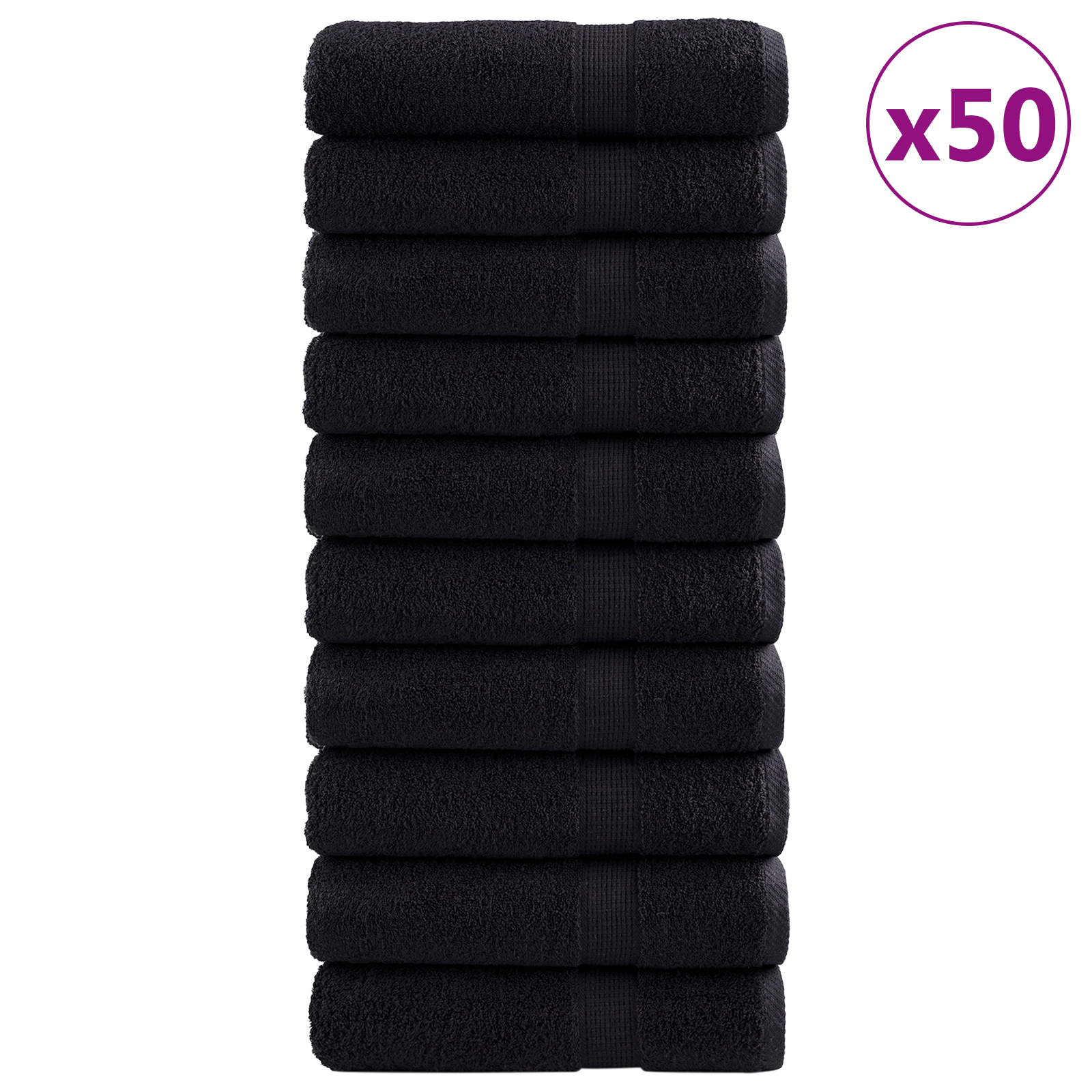Gjestehåndklær 50 pcs Svart 50 x 100 cm Bomull