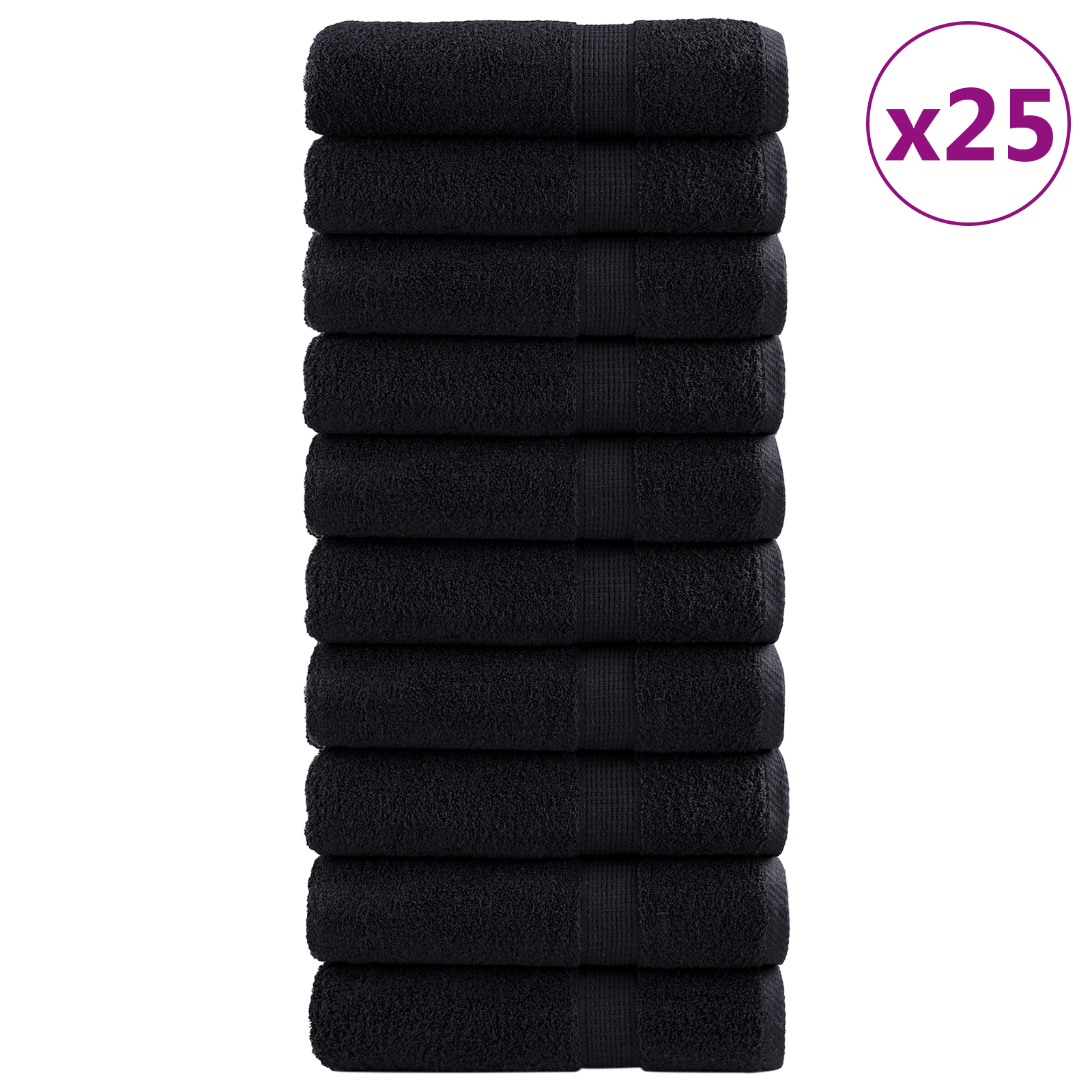 Gjestehåndklær 25 pcs Svart 70 x 140 cm Bomull