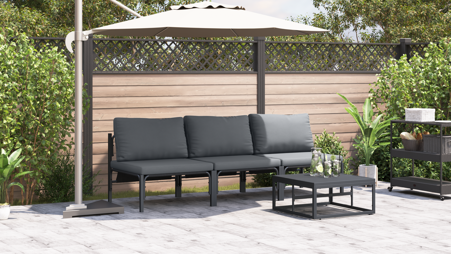 Utendørs Møbler med pute 3 Stk Antrasitt 80 x 80 x 71 cm Stål