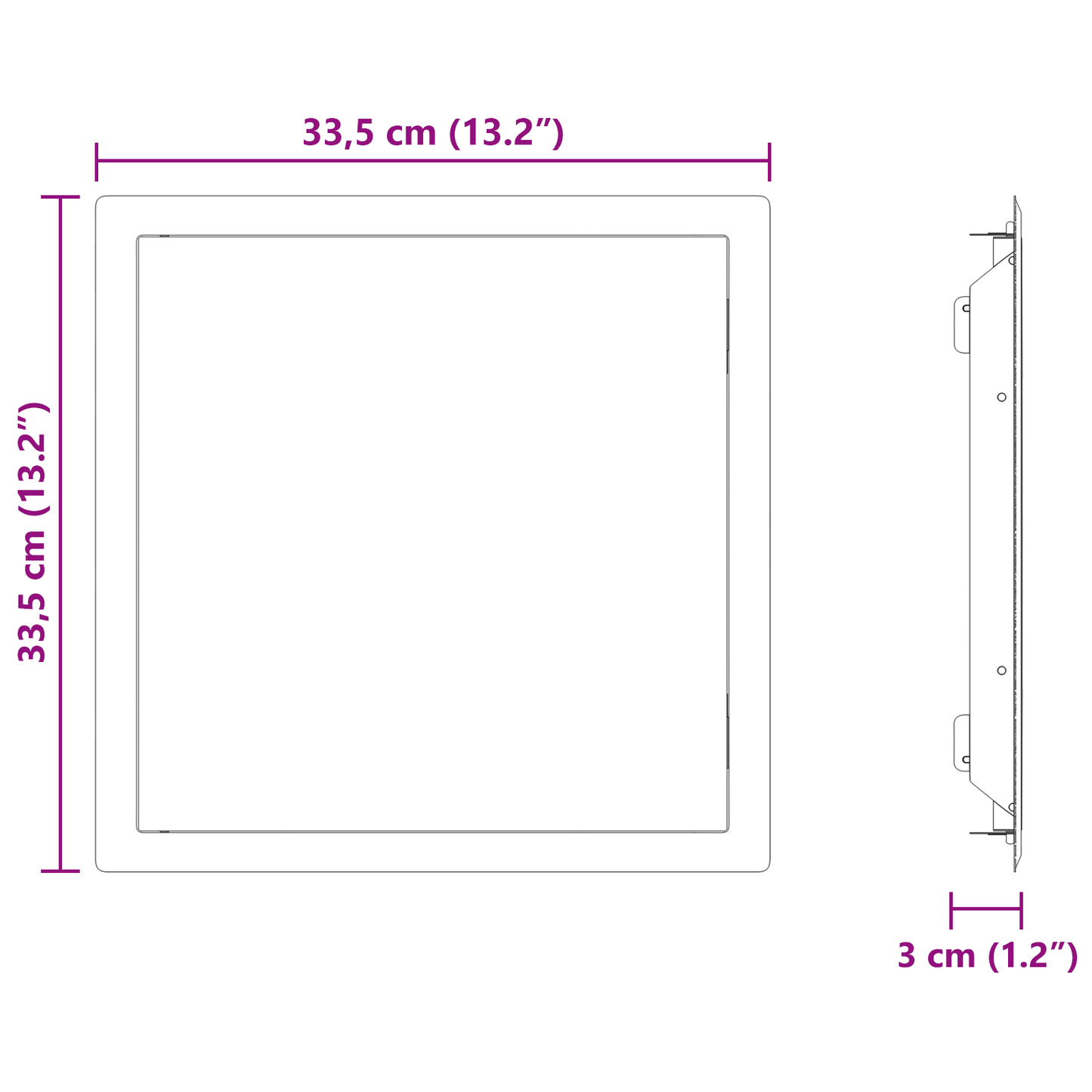 Tilgangspanel Hvit 33,5 x 33,5 x 3 cm Stål