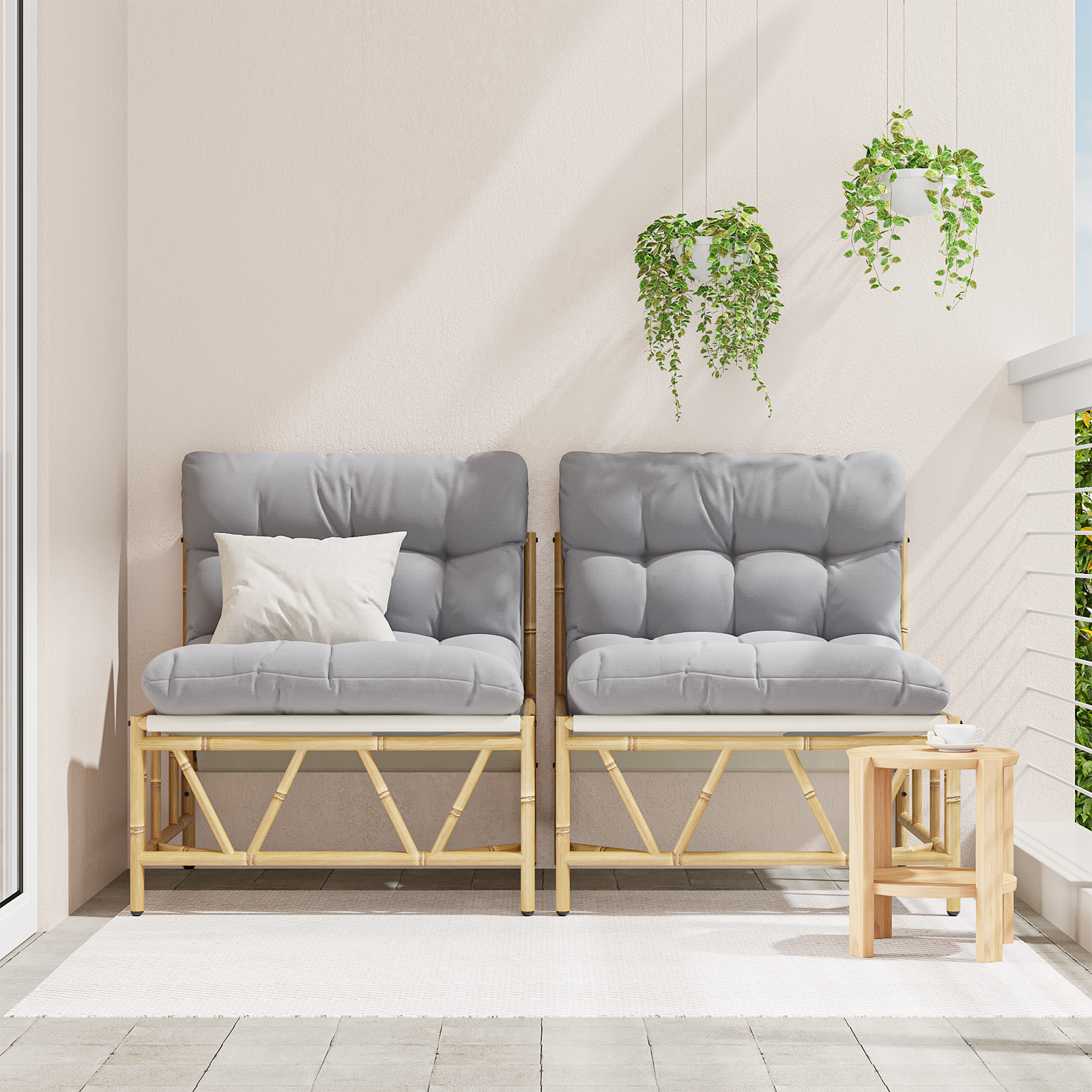 Hage Stol 2 pcs Lysegrå 75 x 75 x 71 cm Stål