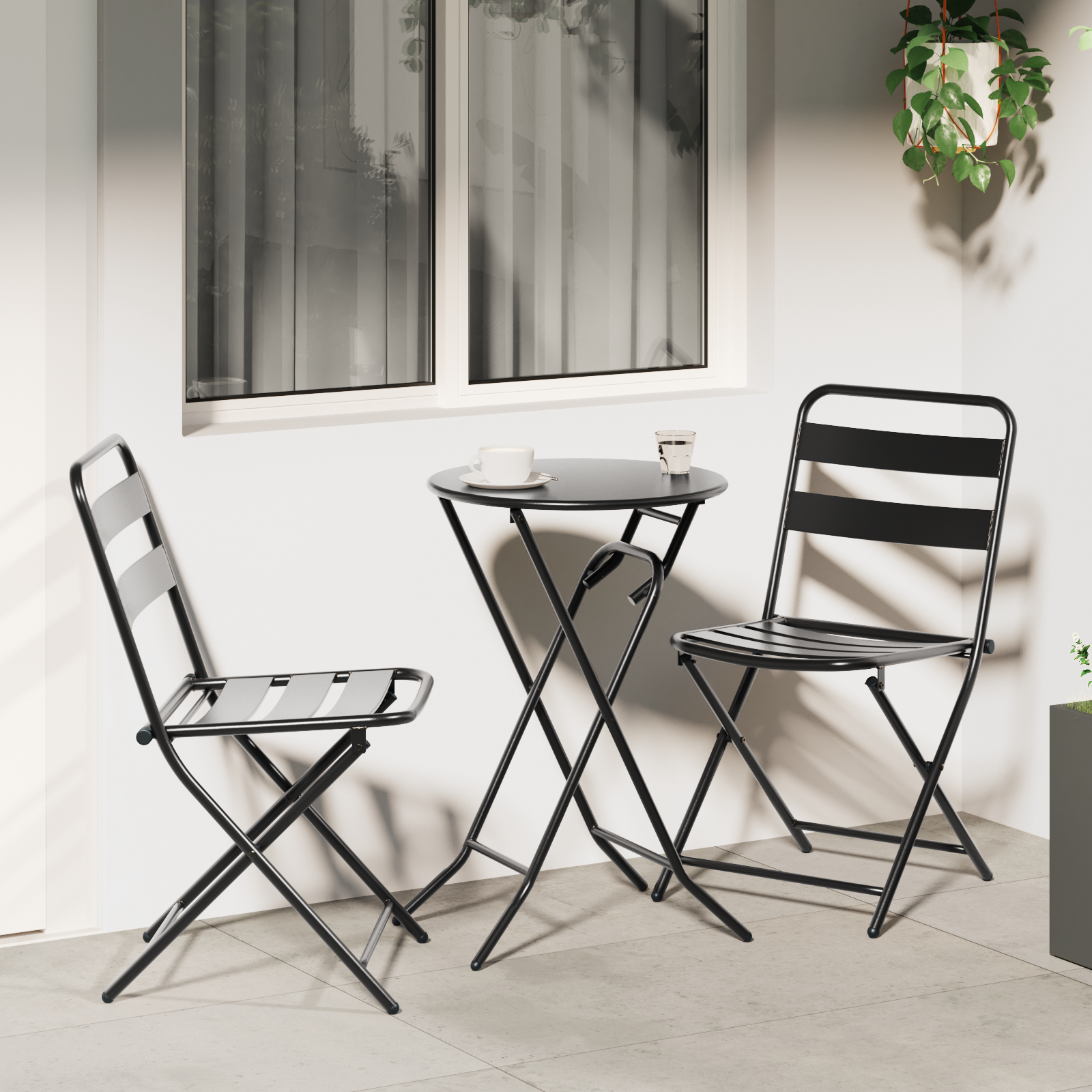 Bistrosett 3 pcs Antrasitt Stål