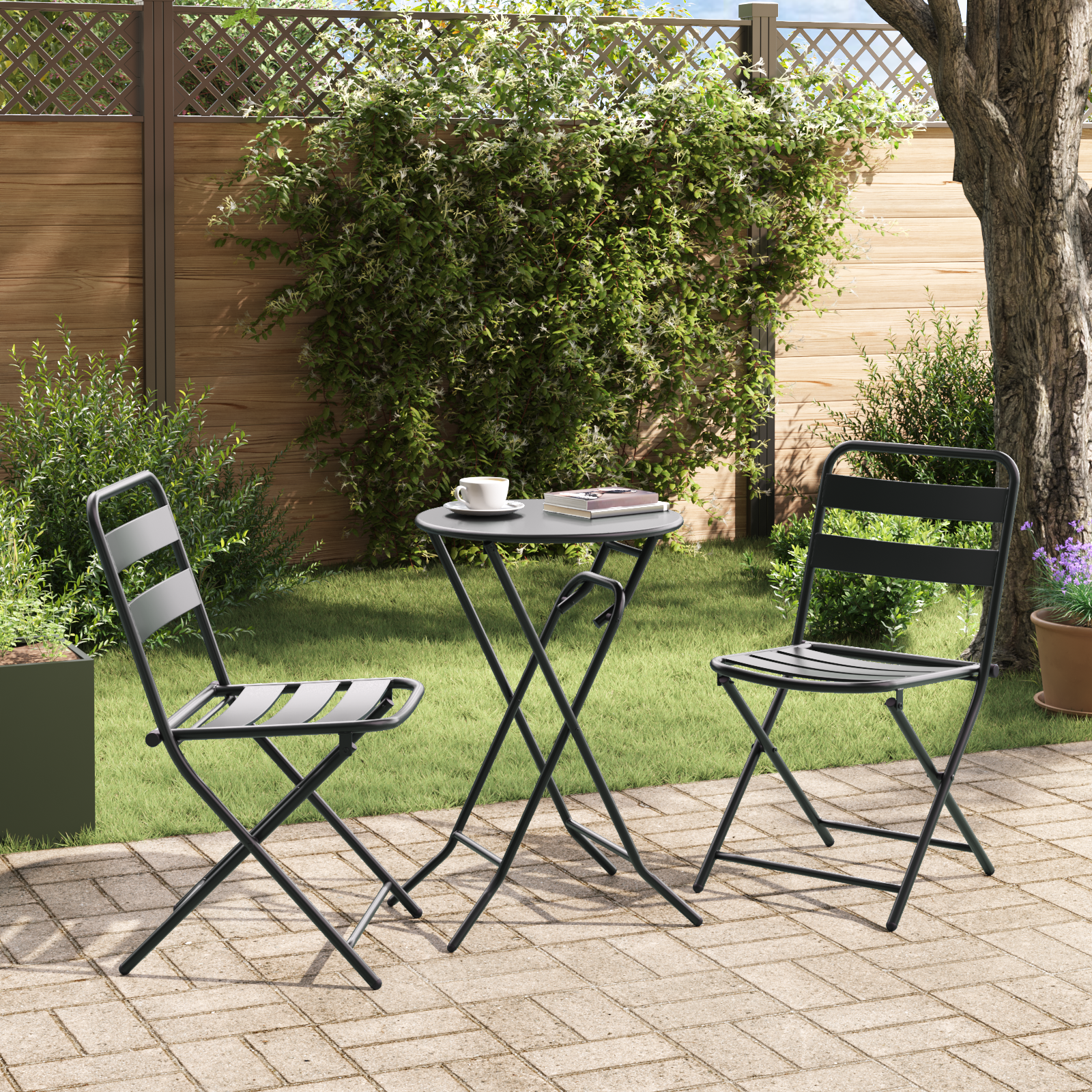 Bistrosett 3 pcs Antrasitt Stål