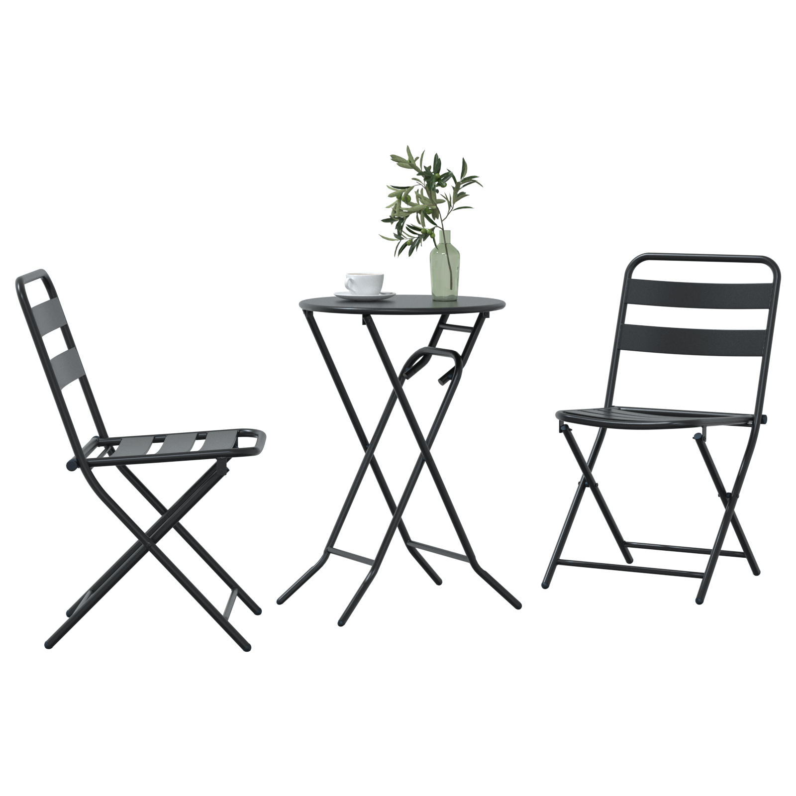 Bistrosett 3 pcs Antrasitt Stål