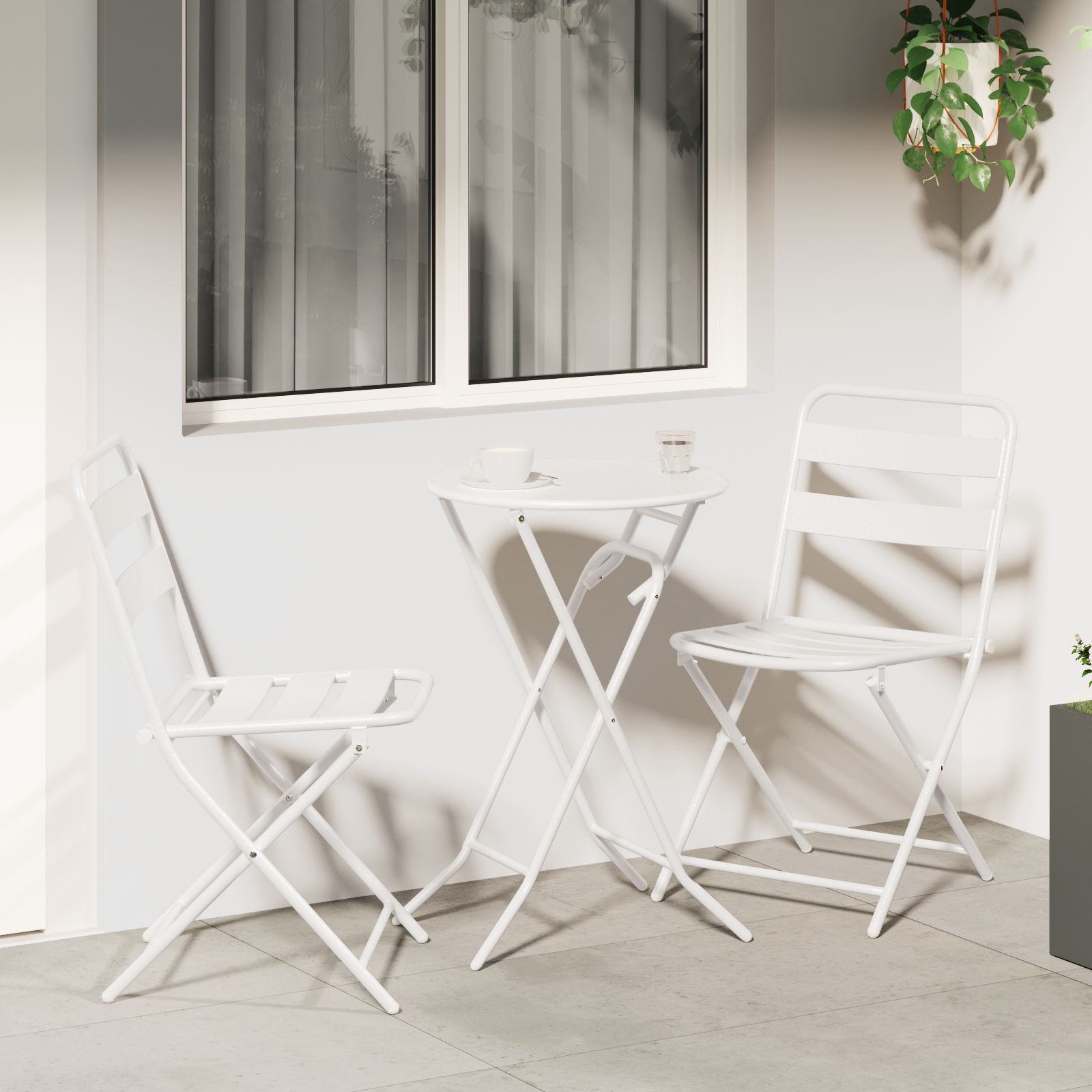 Bistrosett 3 pcs Hvit Stål