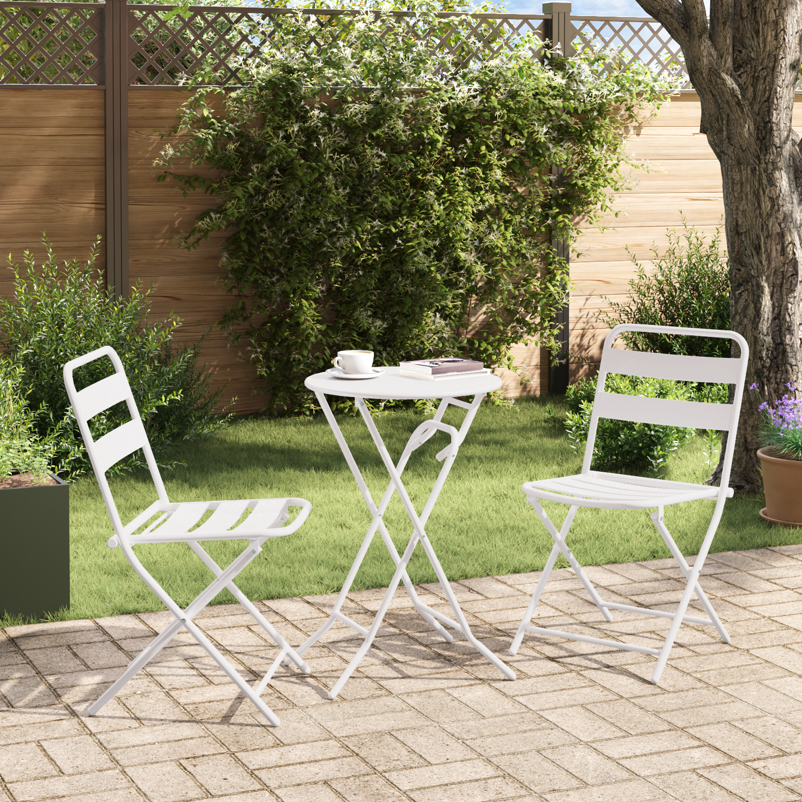 Bistrosett 3 pcs Hvit Stål