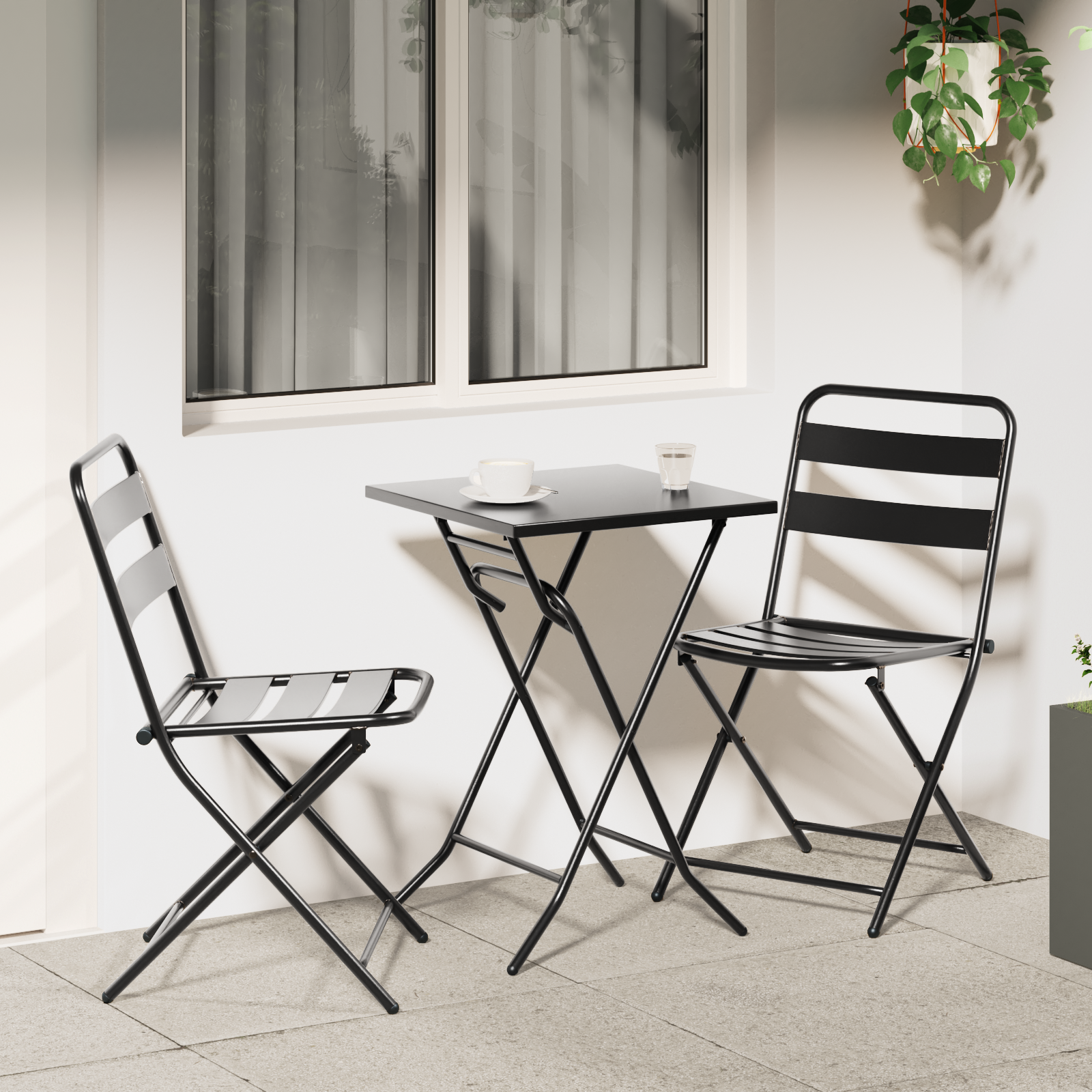 Bistrosett 3 pcs Antrasitt Stål