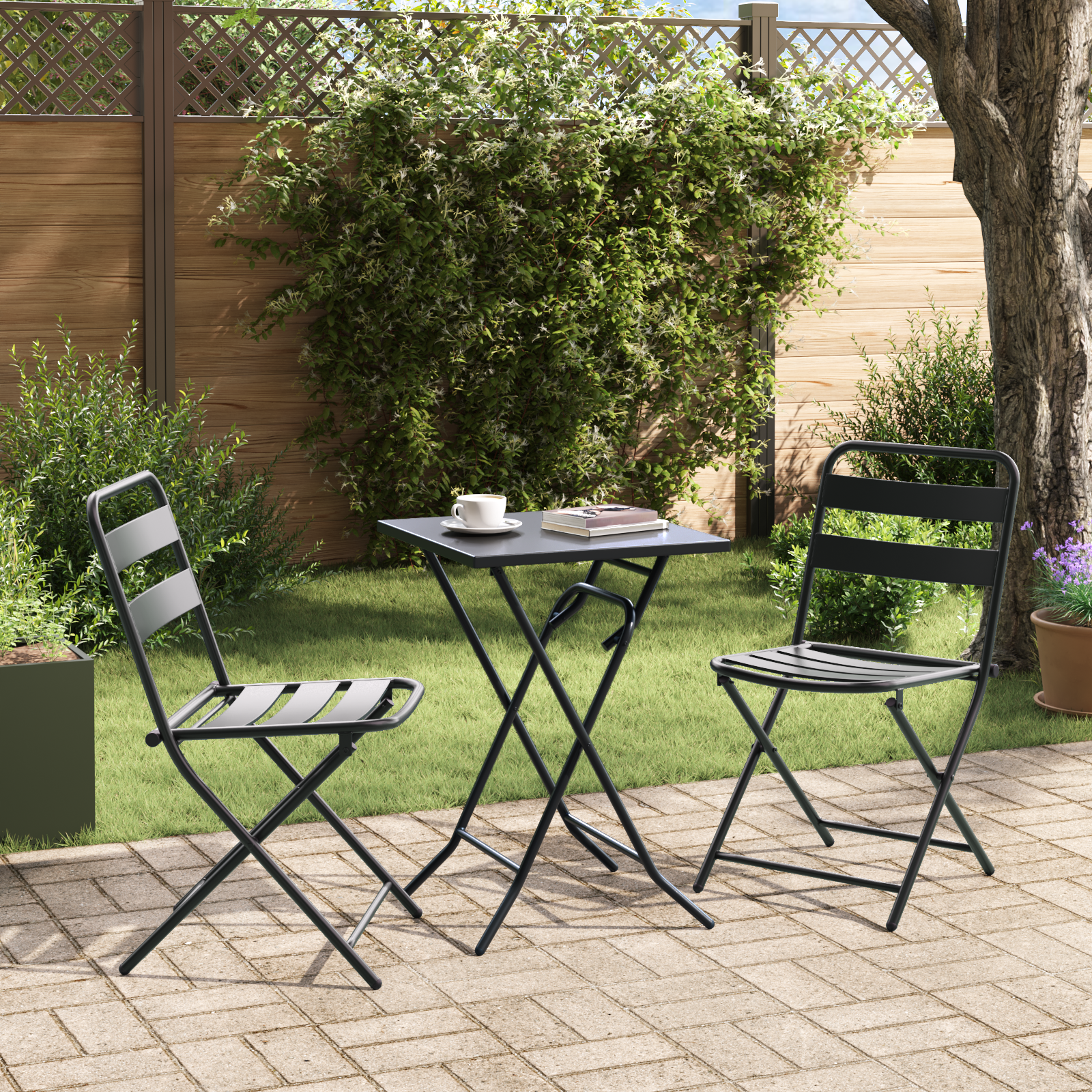 Bistrosett 3 pcs Antrasitt Stål