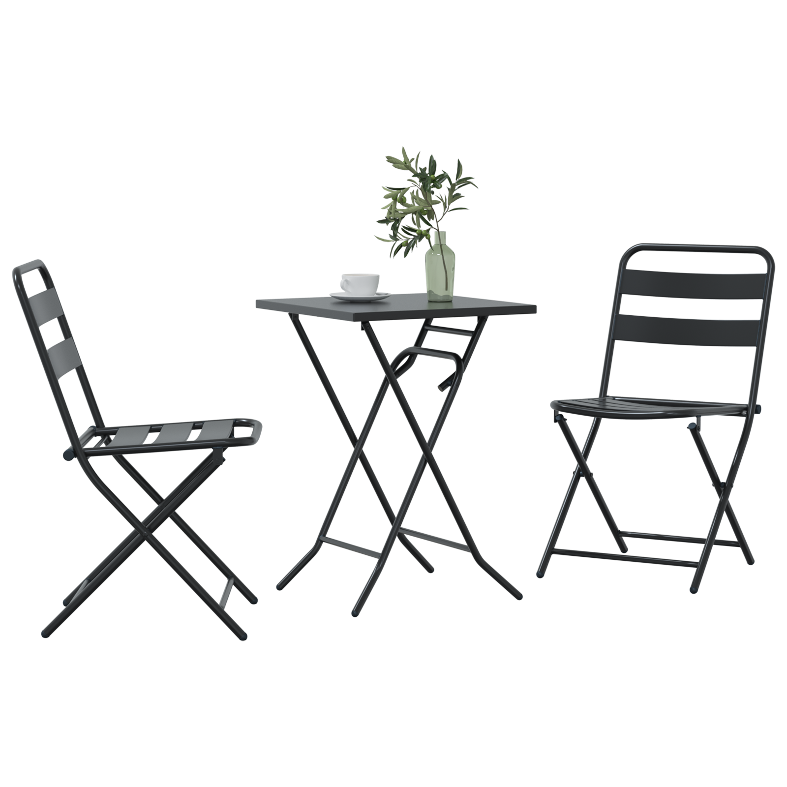 Bistrosett 3 pcs Antrasitt Stål