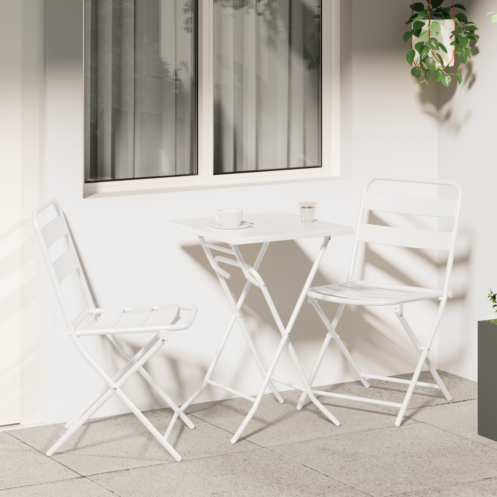 Bistrosett 3 pcs Hvit Stål