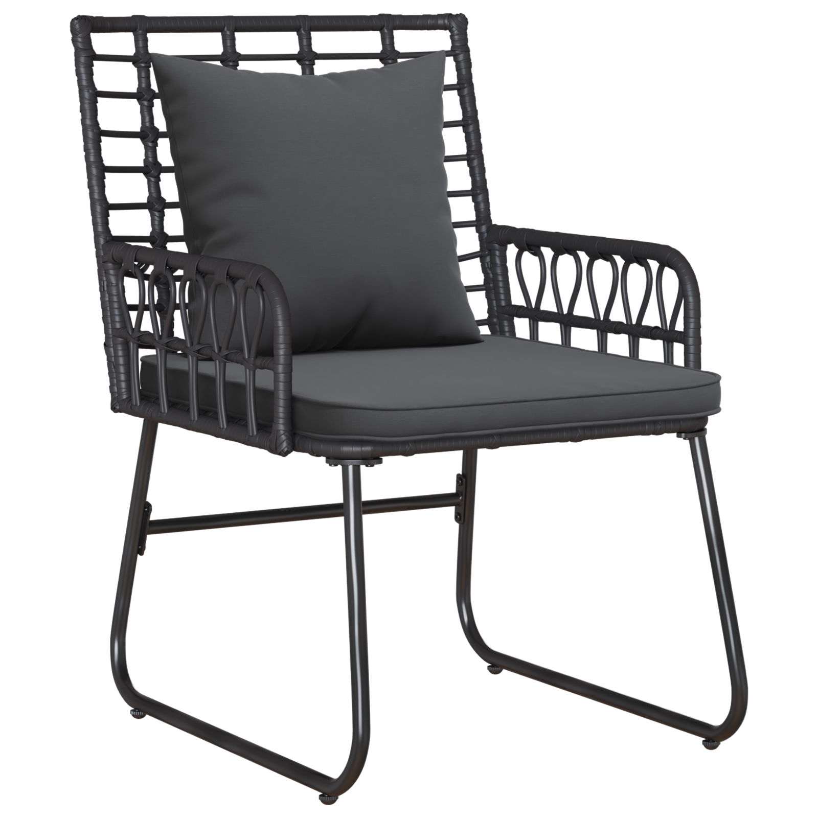 Hage Spisegruppe 3 pcs Svart og Anthracite Poly rattan, stål