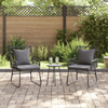 Hage Spisegruppe 3 pcs Svart og Anthracite Poly rattan, stål