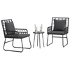 Hage Spisegruppe 3 pcs Svart og Anthracite Poly rattan, stål