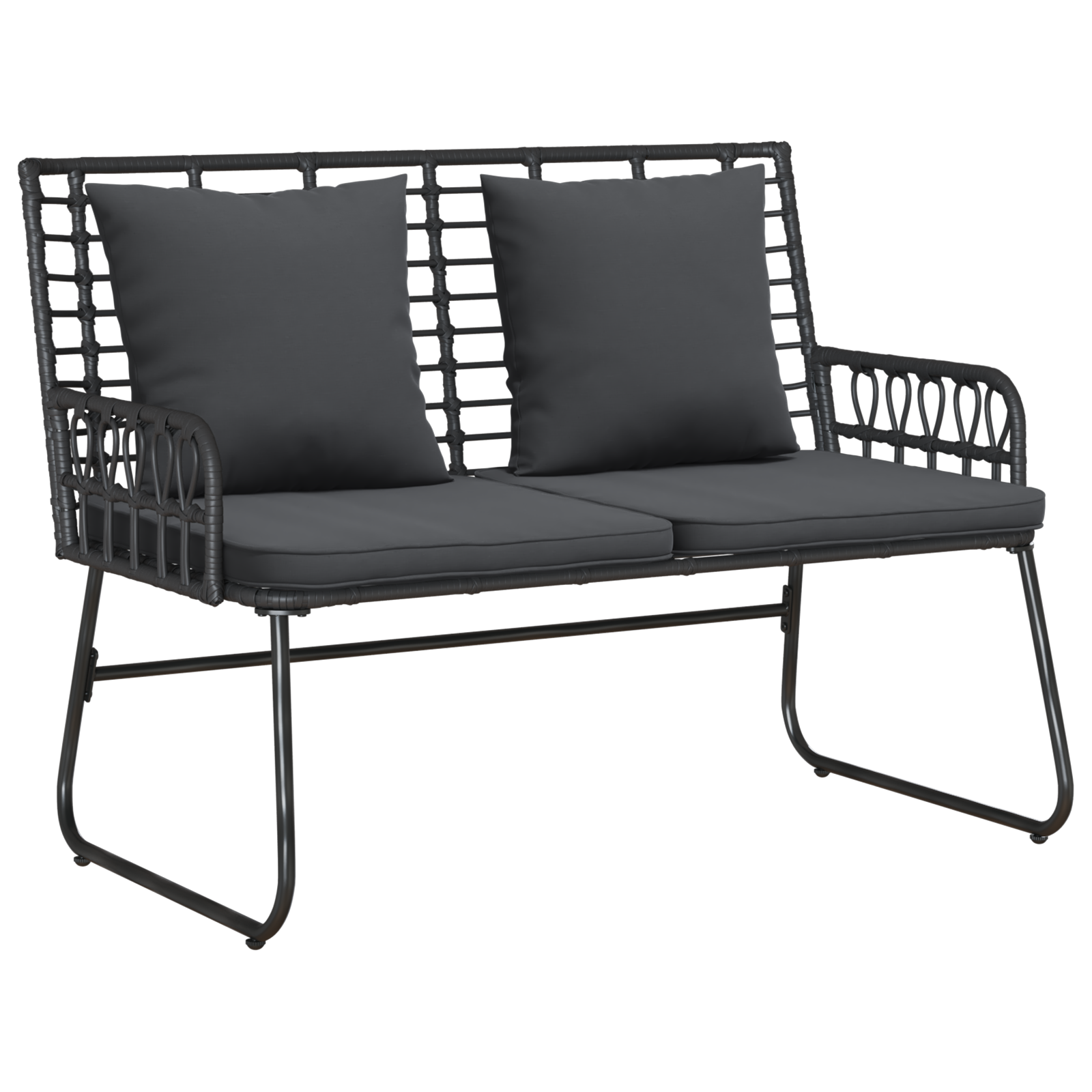 Hagebenk Svart og Anthracite Poly rattan, stål