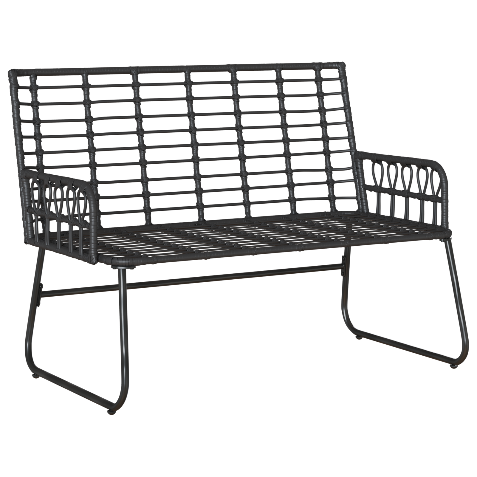 Hagebenk Svart og Anthracite Poly rattan, stål