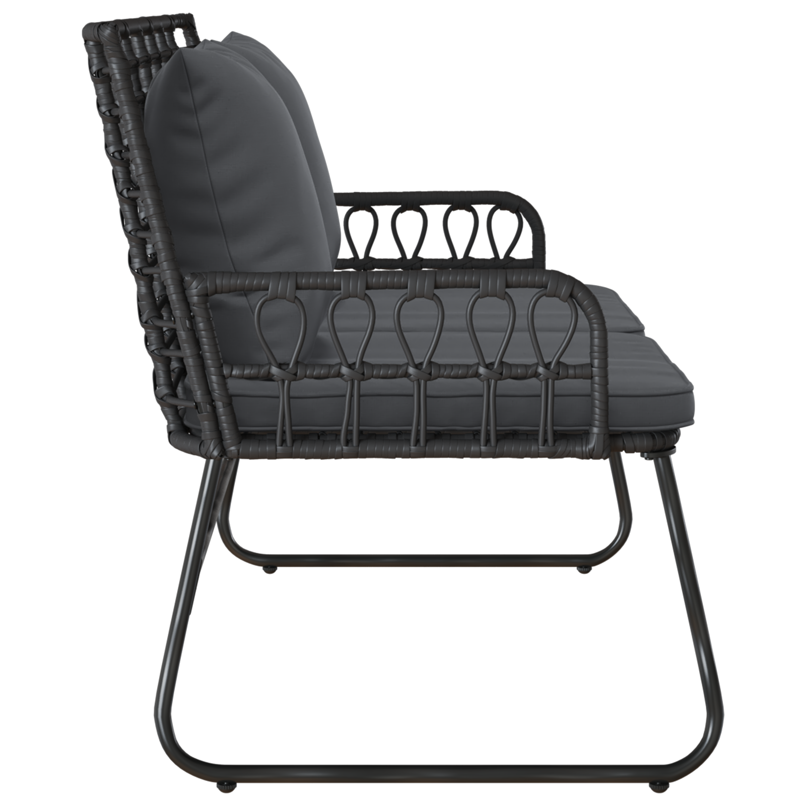 Hagebenk Svart og Anthracite Poly rattan, stål