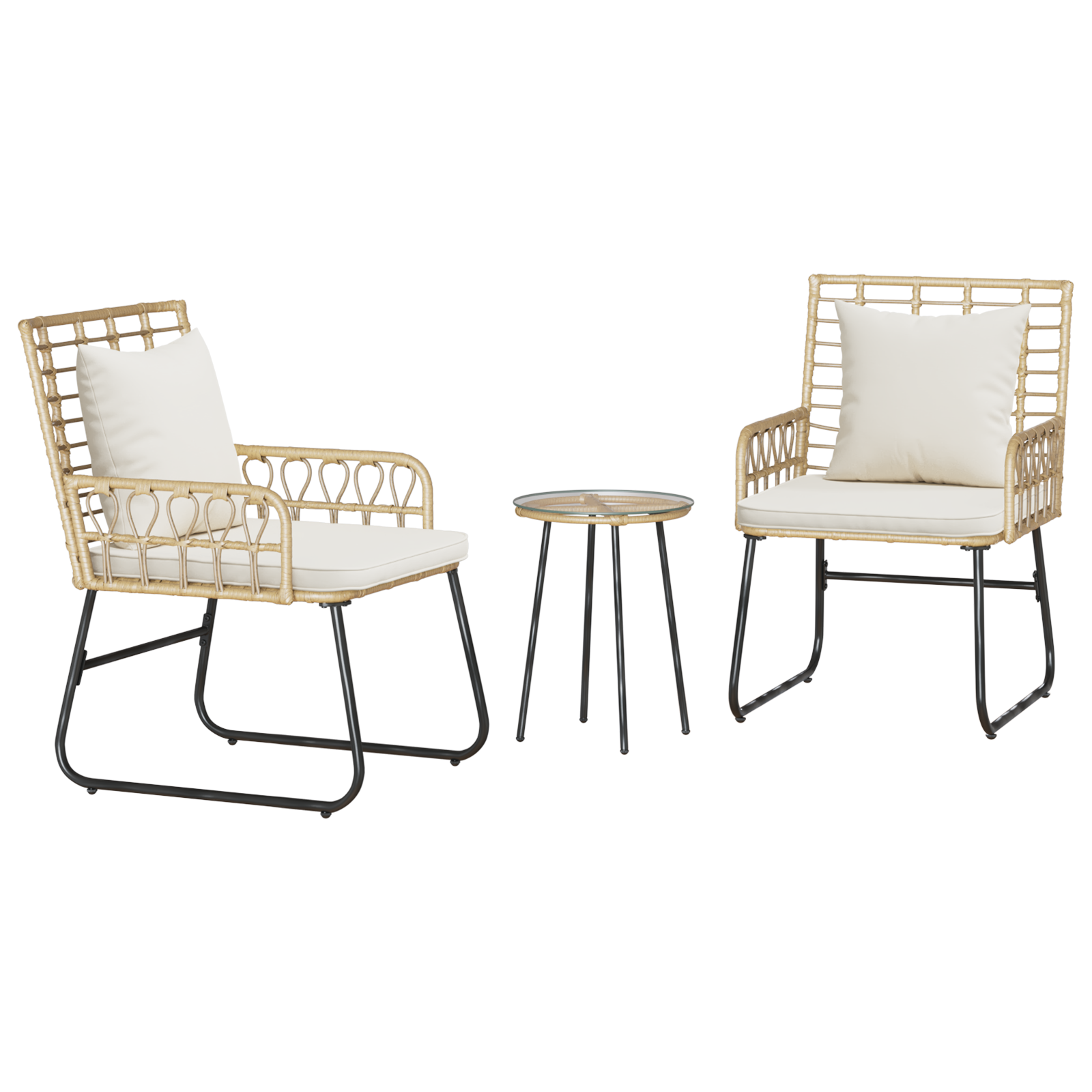 Hage Spisegruppe 3 pcs Brun og Krem Poly rattan, stål