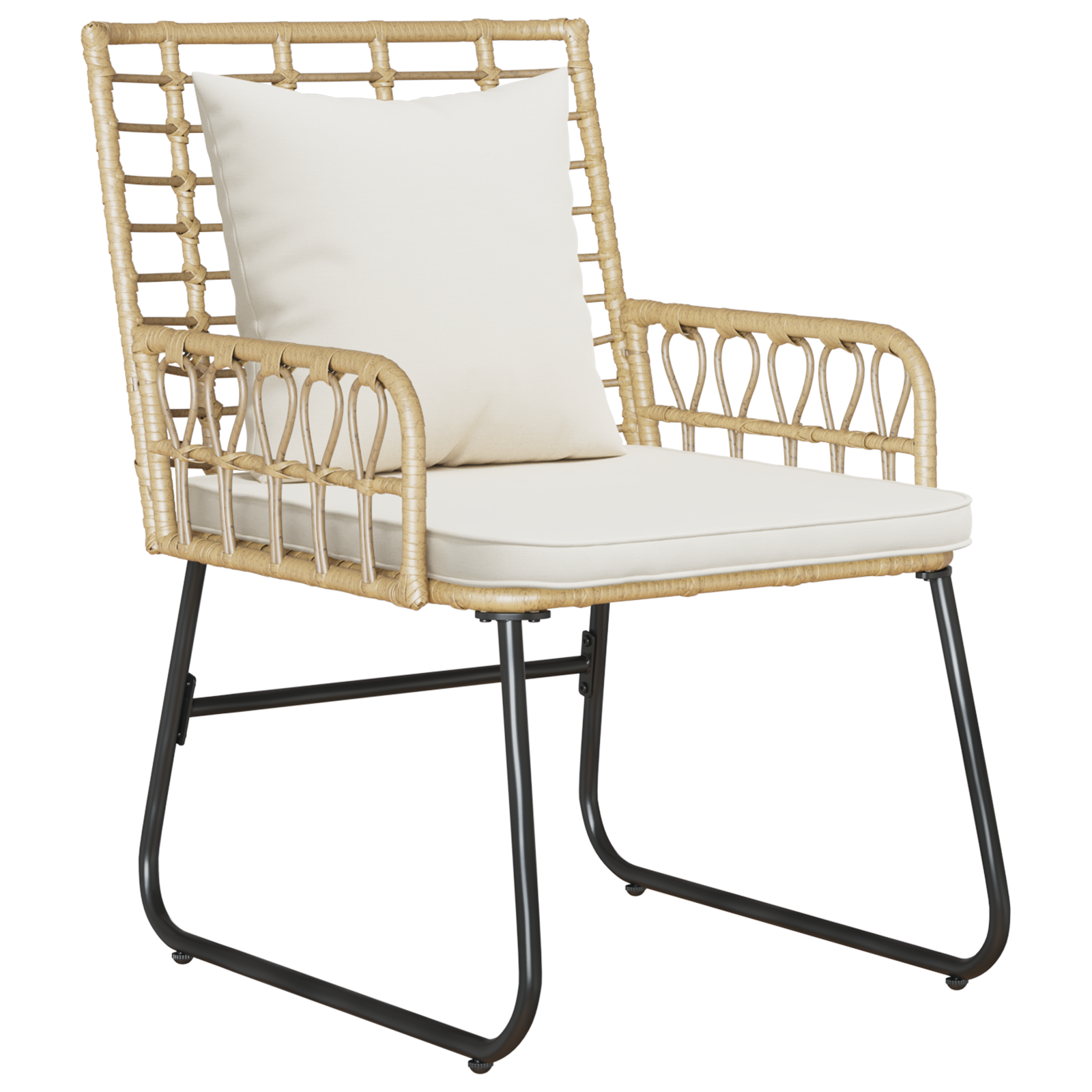 Hage Spisegruppe 3 pcs Brun og Krem Poly rattan, stål