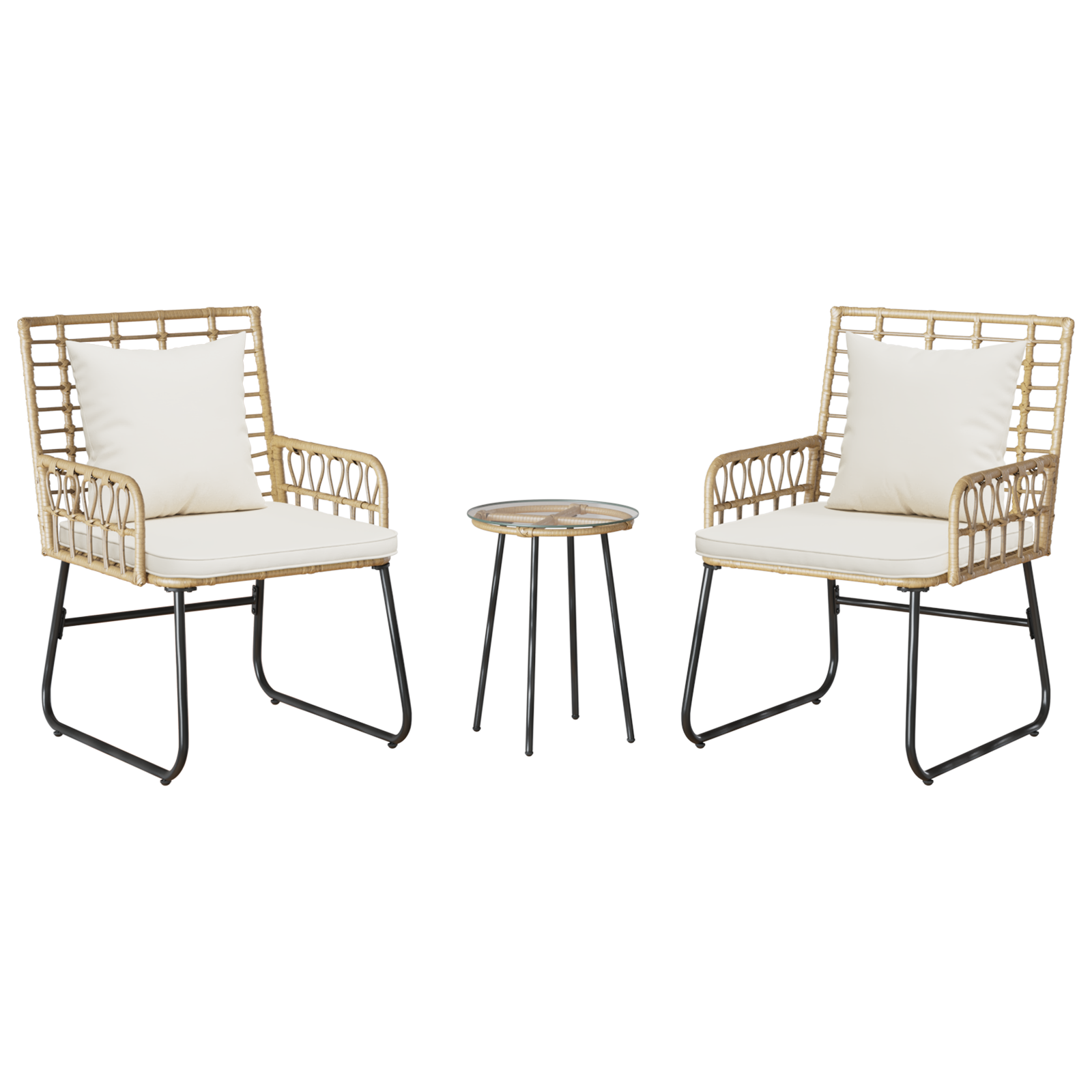 Hage Spisegruppe 3 pcs Brun og Krem Poly rattan, stål