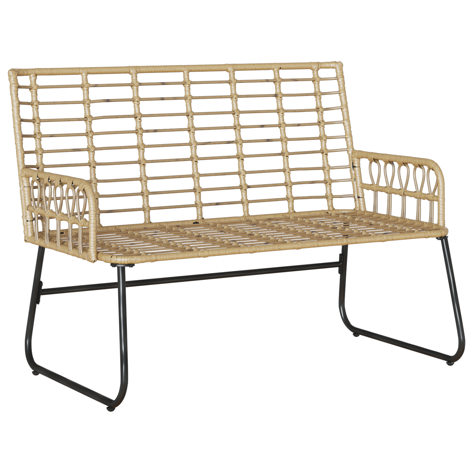 Hagebenk Brun og Krem Poly rattan, stål