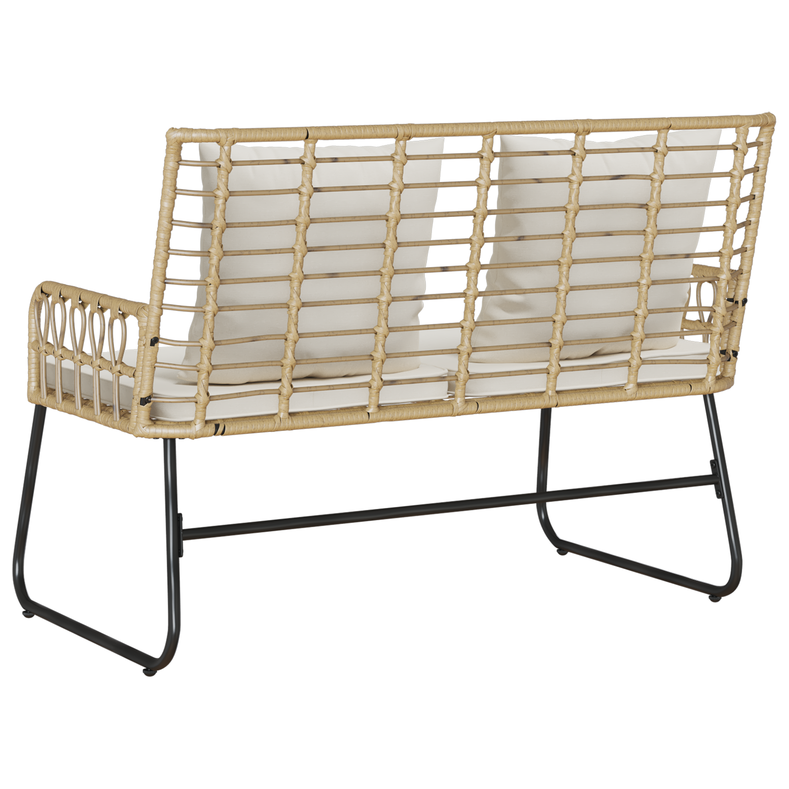 Hagebenk Brun og Krem Poly rattan, stål