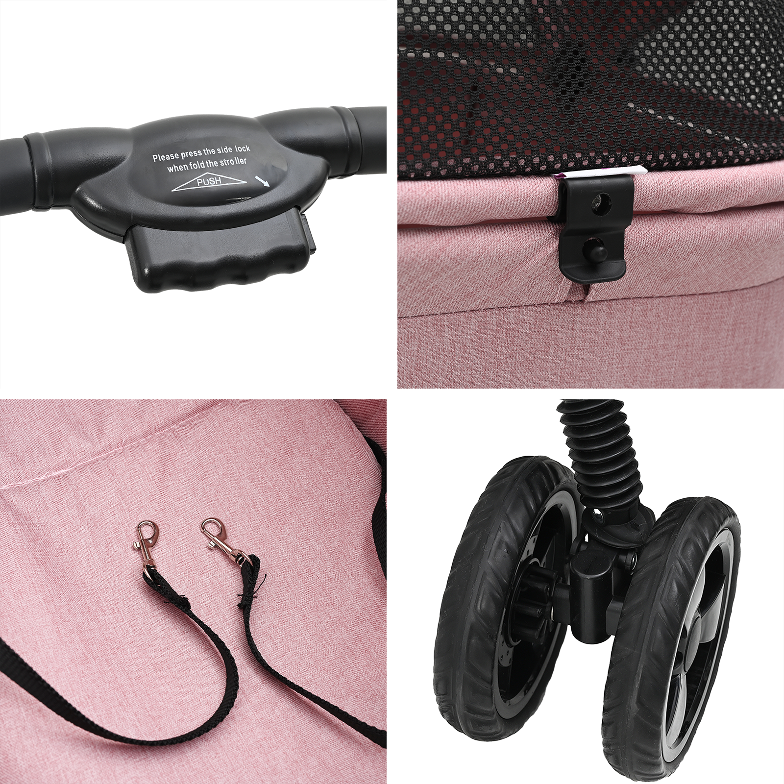 Sammenleggbar kjæledyrvogn Justerbar Rosa 81 x 47 x 99 cm