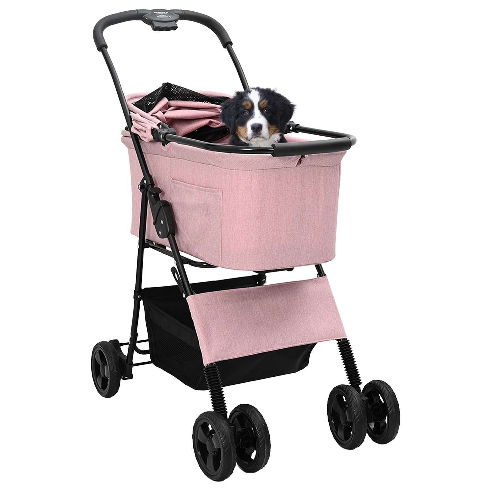 Sammenleggbar kjæledyrvogn Justerbar Rosa 81 x 47 x 99 cm