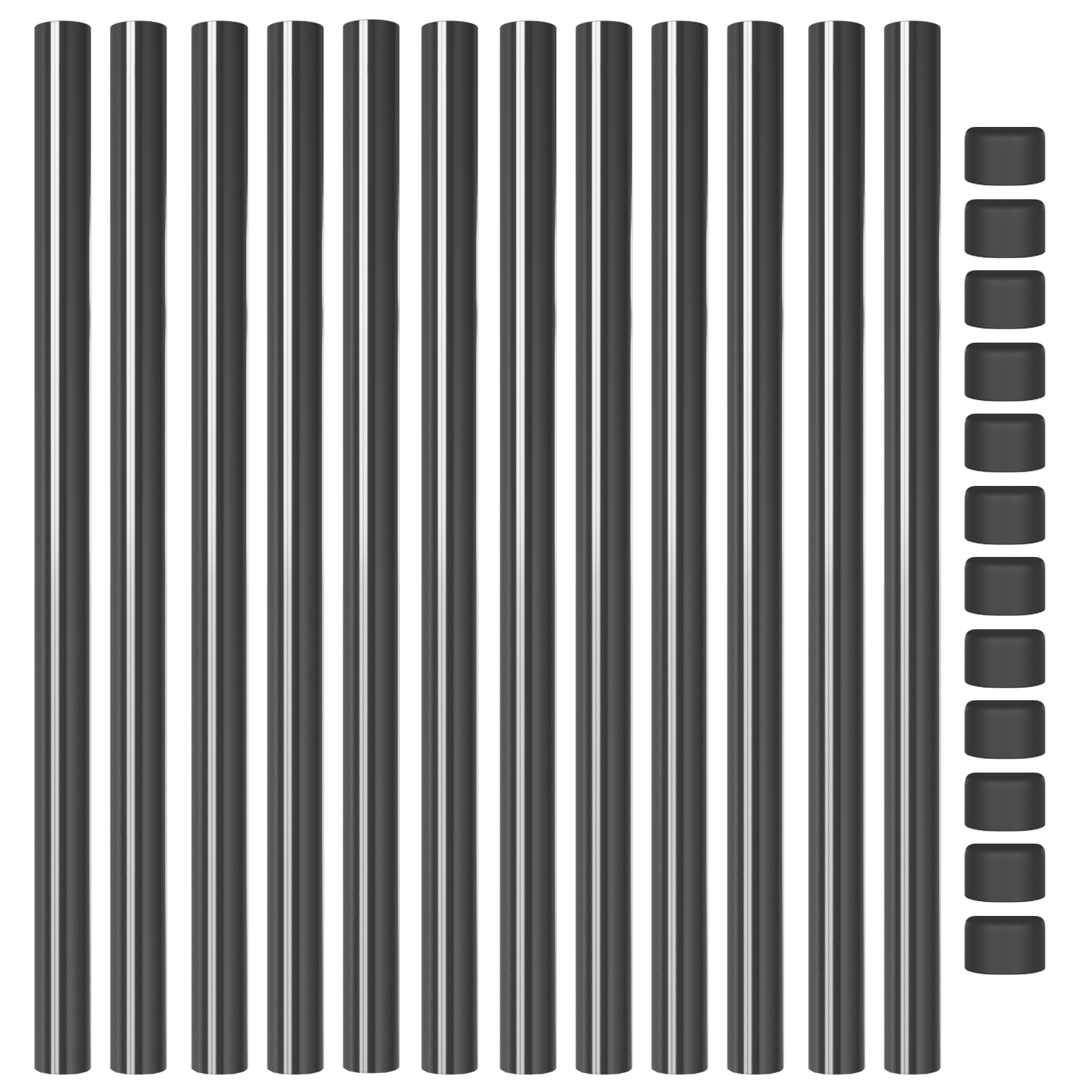 Gjerdepunkter 12 pcs Grå 80 cm Pulverlakkert stål