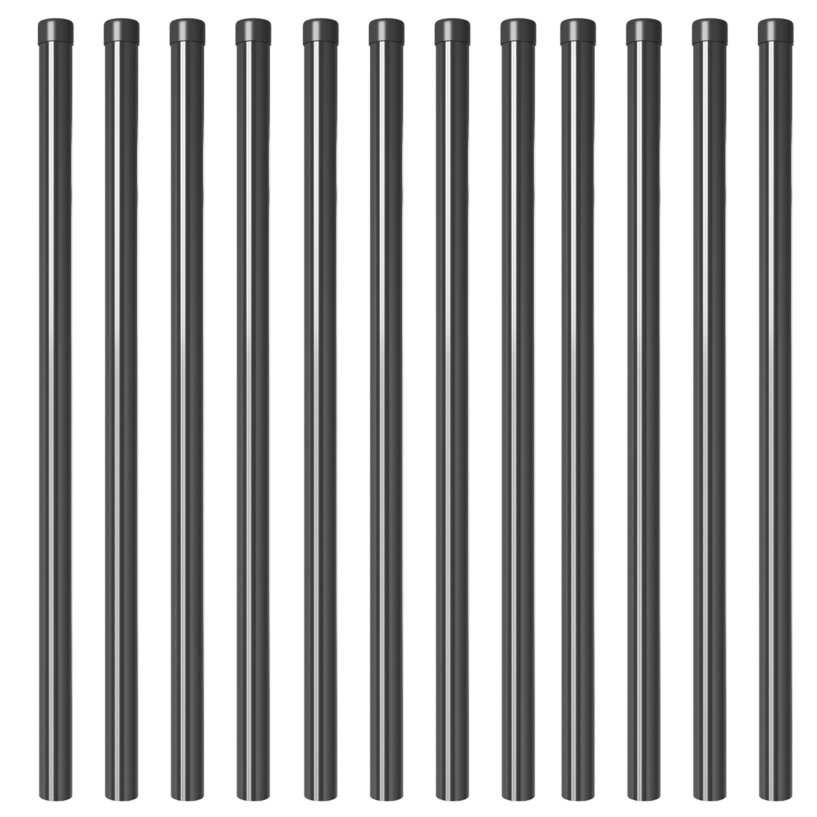 Gjerdepunkter 12 pcs Grå 110 cm Pulverlakkert stål