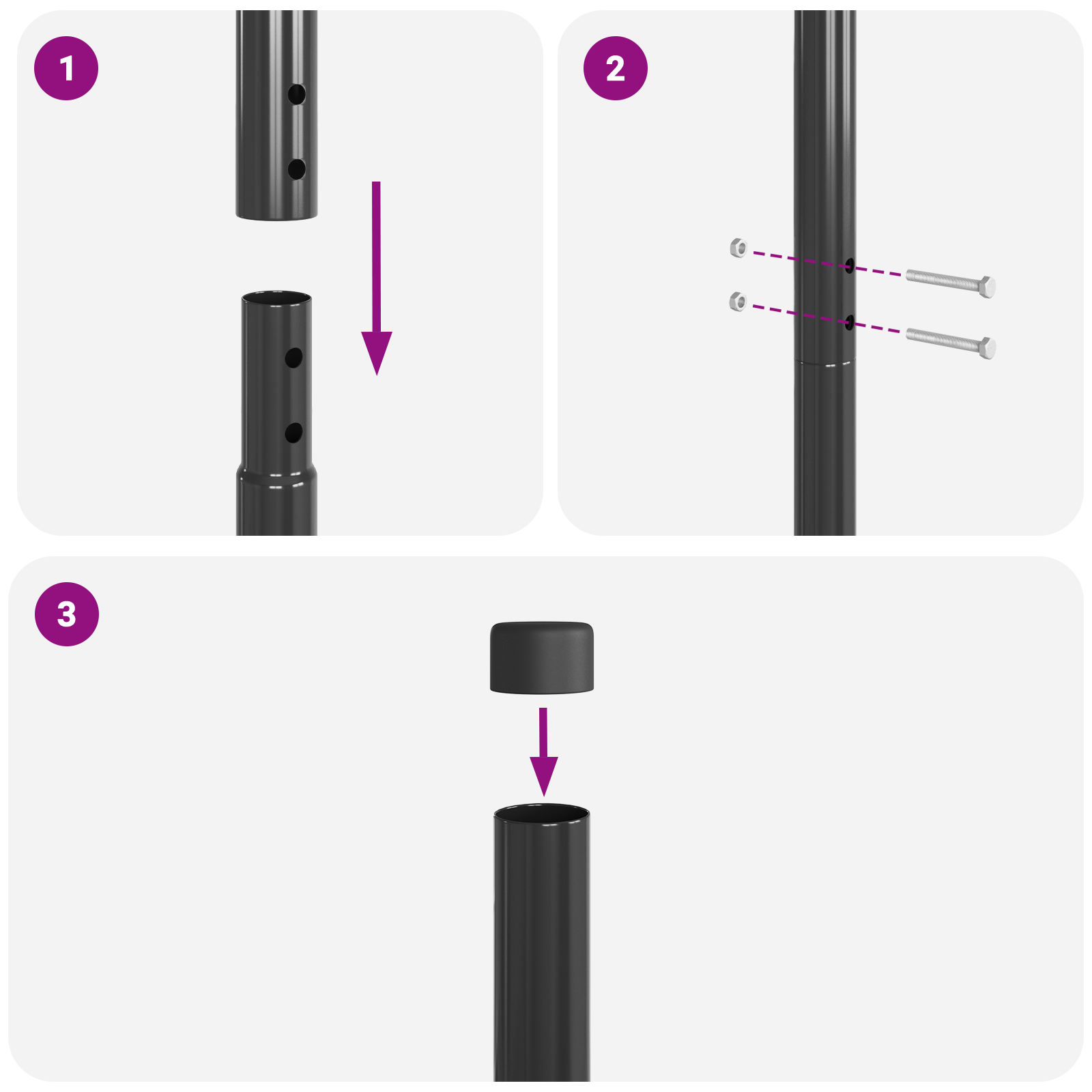 Gjerdepunkter 2 pcs Grå Pulverlakkert stål
