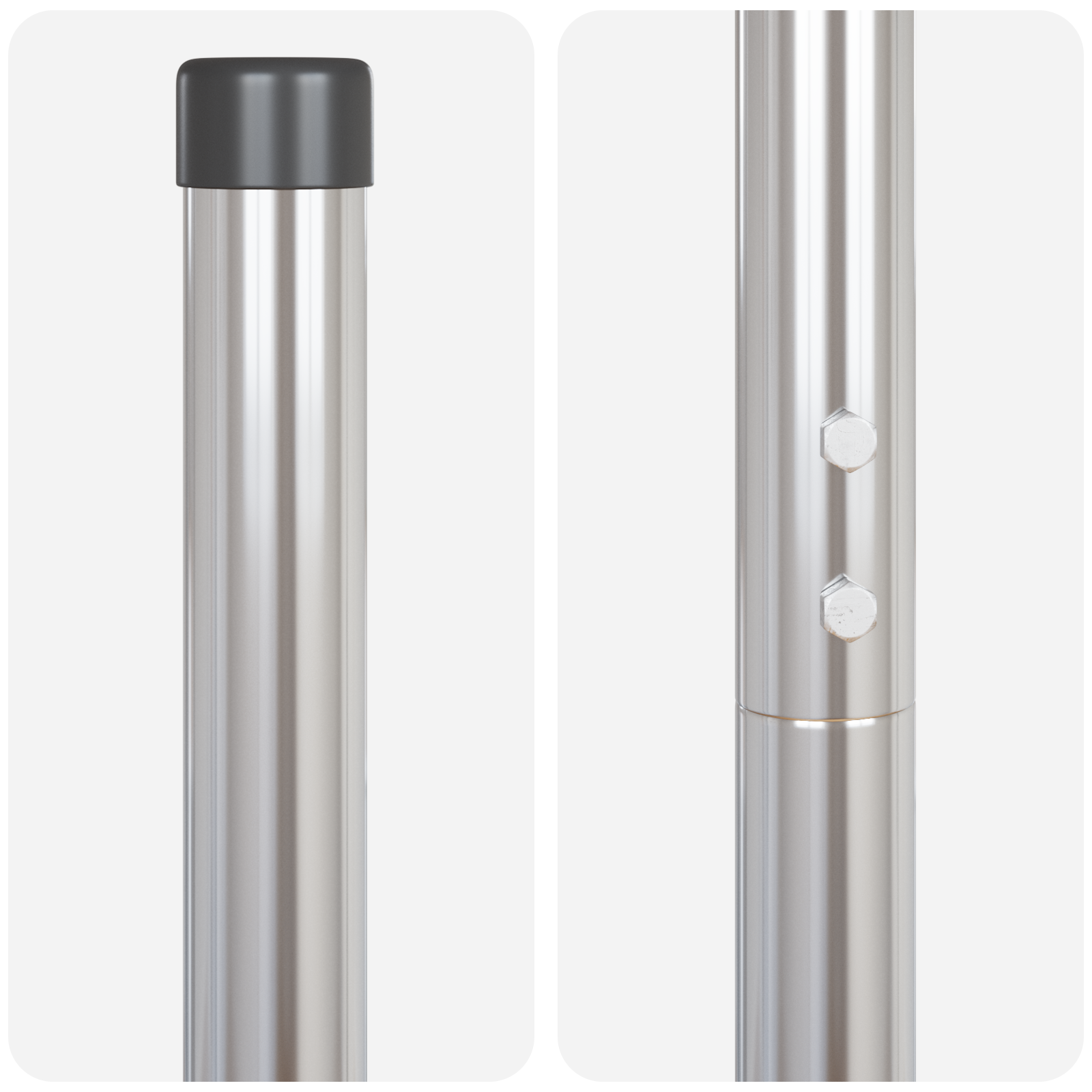 Gjerdepunkter 2 pcs sølv Pulverlakkert stål