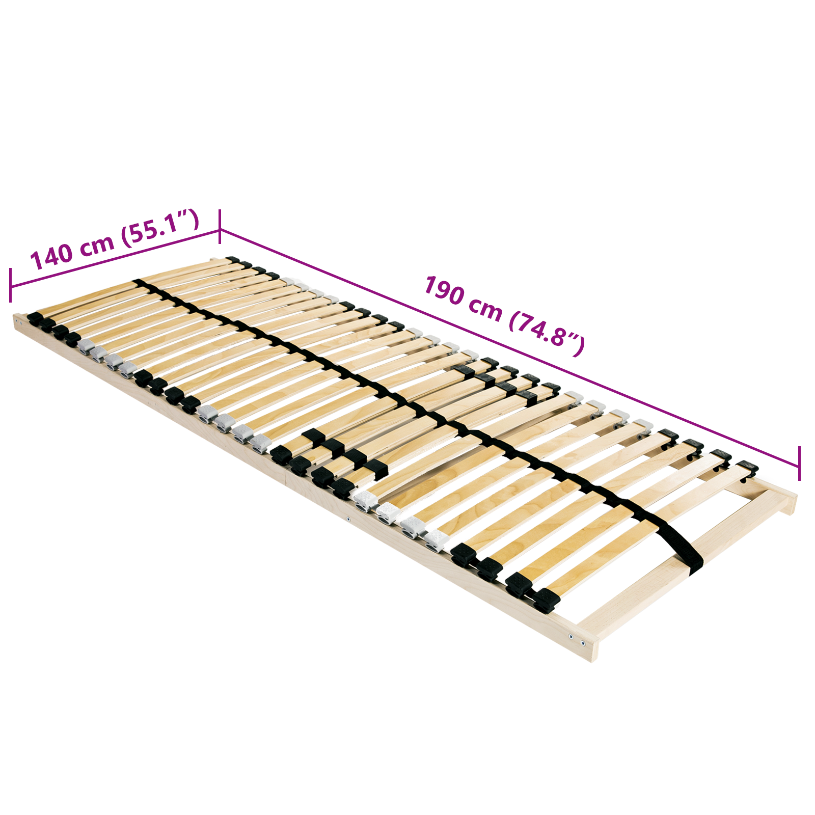 Lamelbunn Brun 140 x 190 cm Massiv bøk