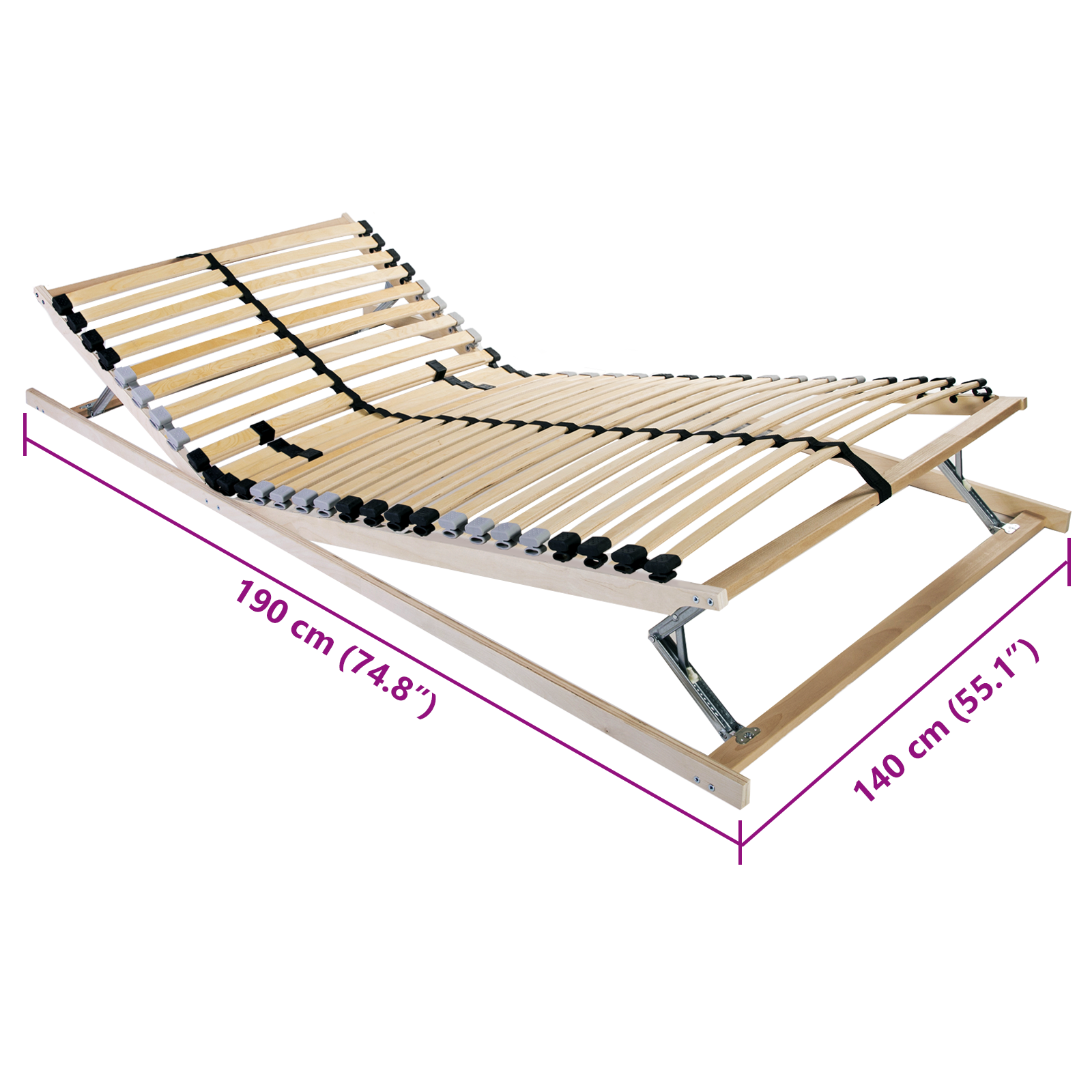 Lamelbunn med hodegjerde Brun 140 x 190 cm Massiv bøk
