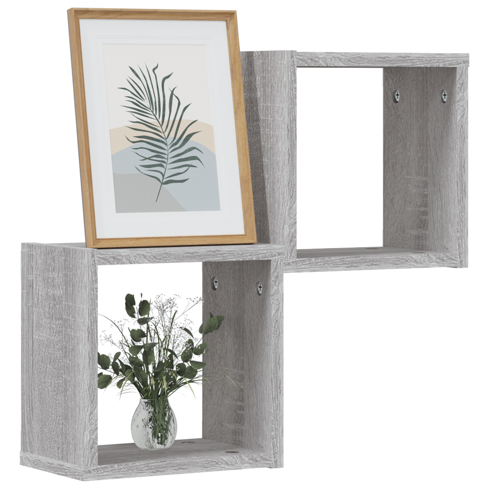 Vegghyller med lagring 2 pcs Grå 26 x 15 x 26 cm Konstruert tre