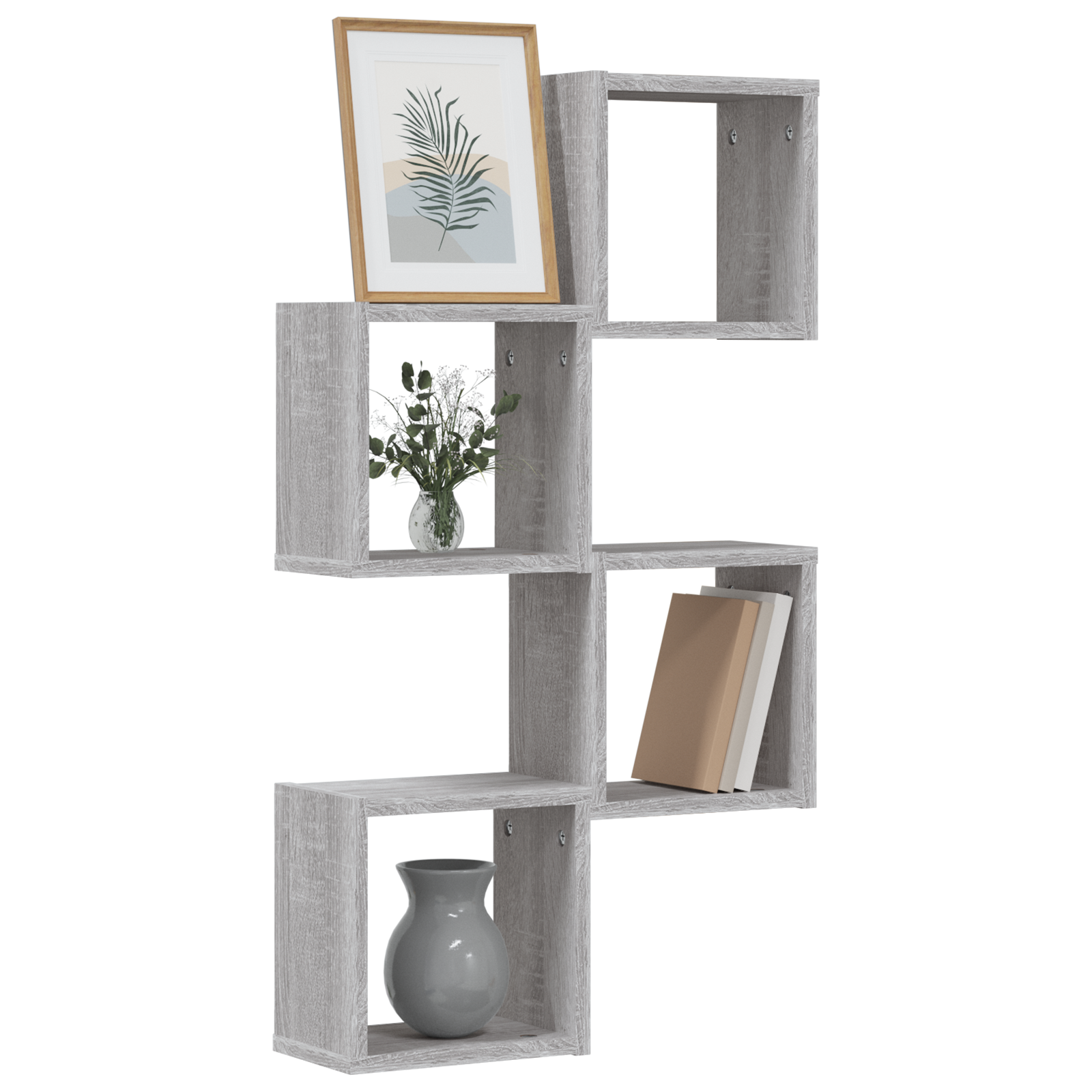 Vegghyller med lagring 4 pcs Grå 26 x 15 x 26 cm Konstruert tre