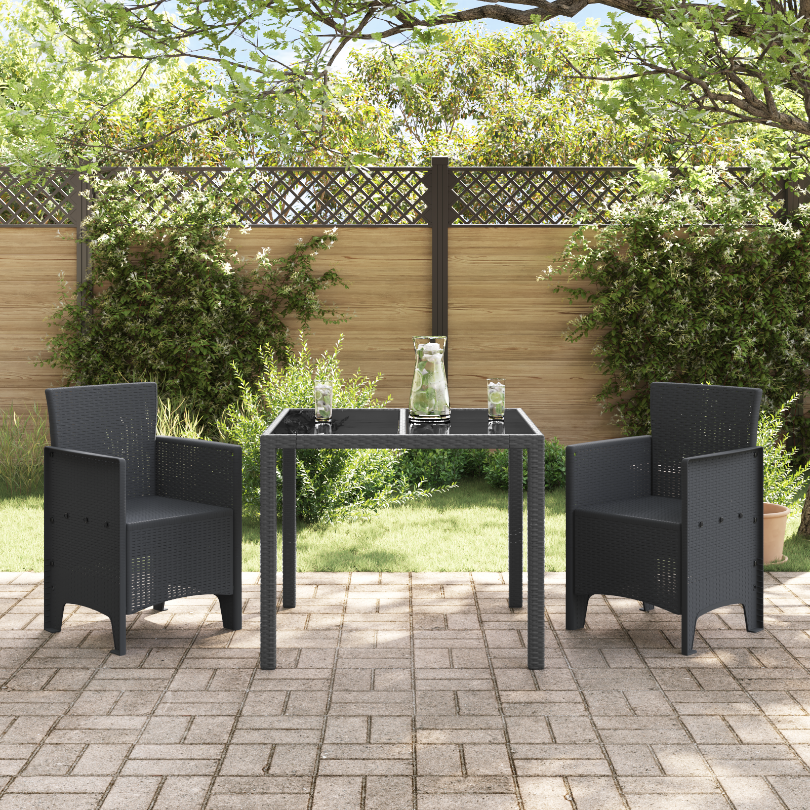 Hage Stol 2 pcs Antrasitt 53 x 49 x 85 cm PP