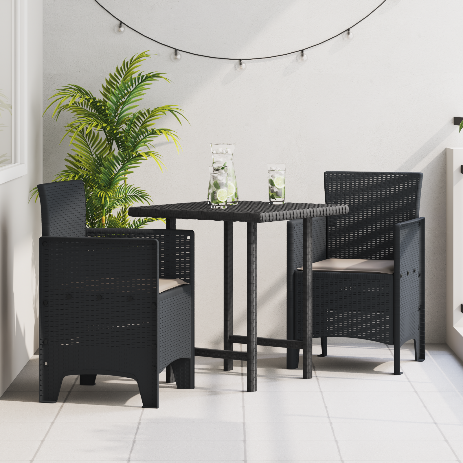 Hage Stol 2 pcs Antrasitt 53 x 49 x 85 cm PP