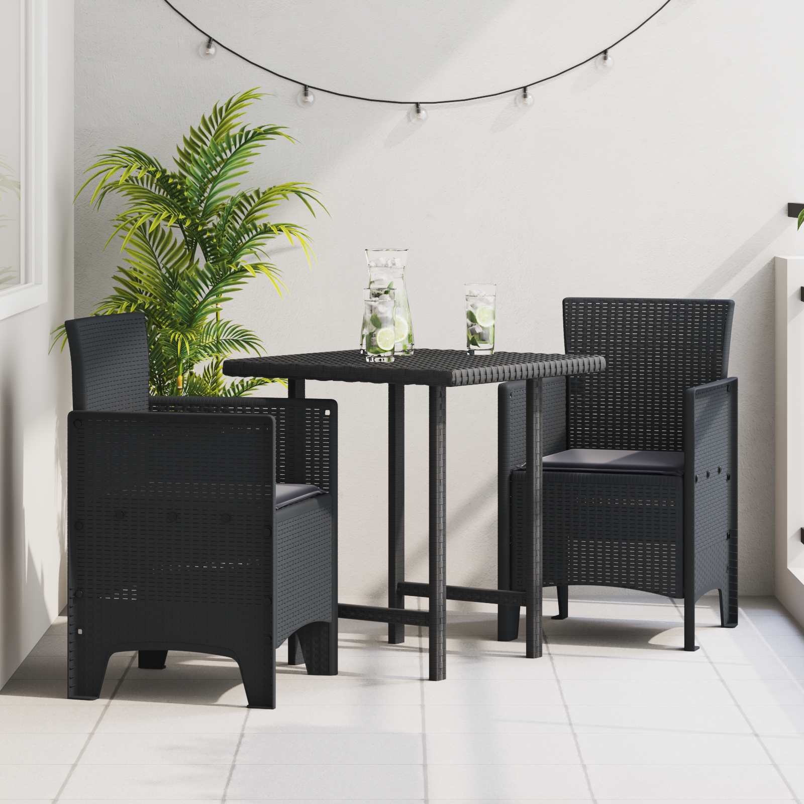 Hage Stol 2 pcs Antrasitt 53 x 49 x 85 cm PP