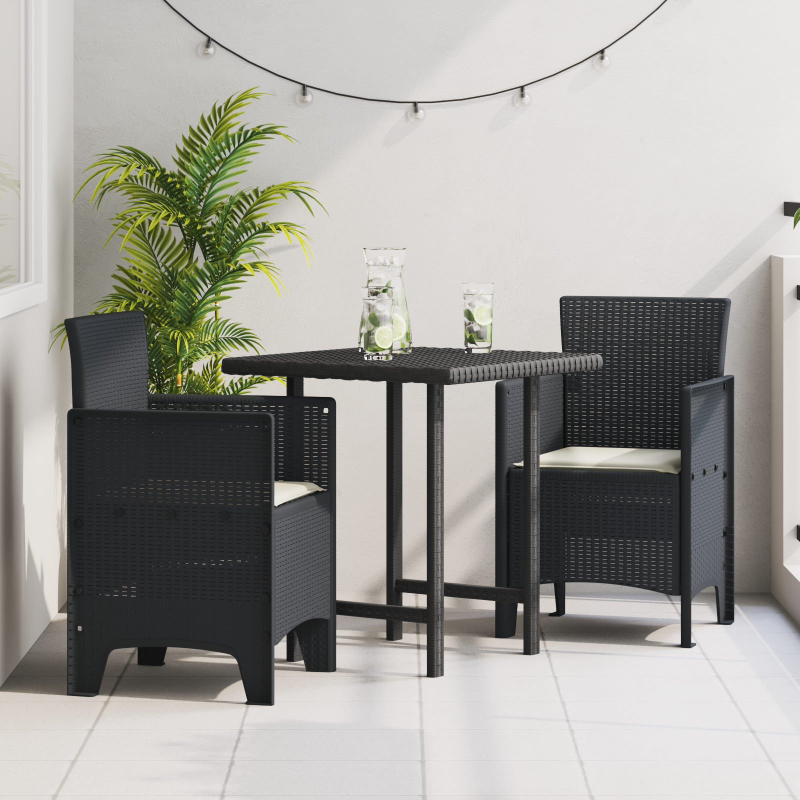 Hage Stol 2 pcs Antrasitt 53 x 49 x 85 cm PP