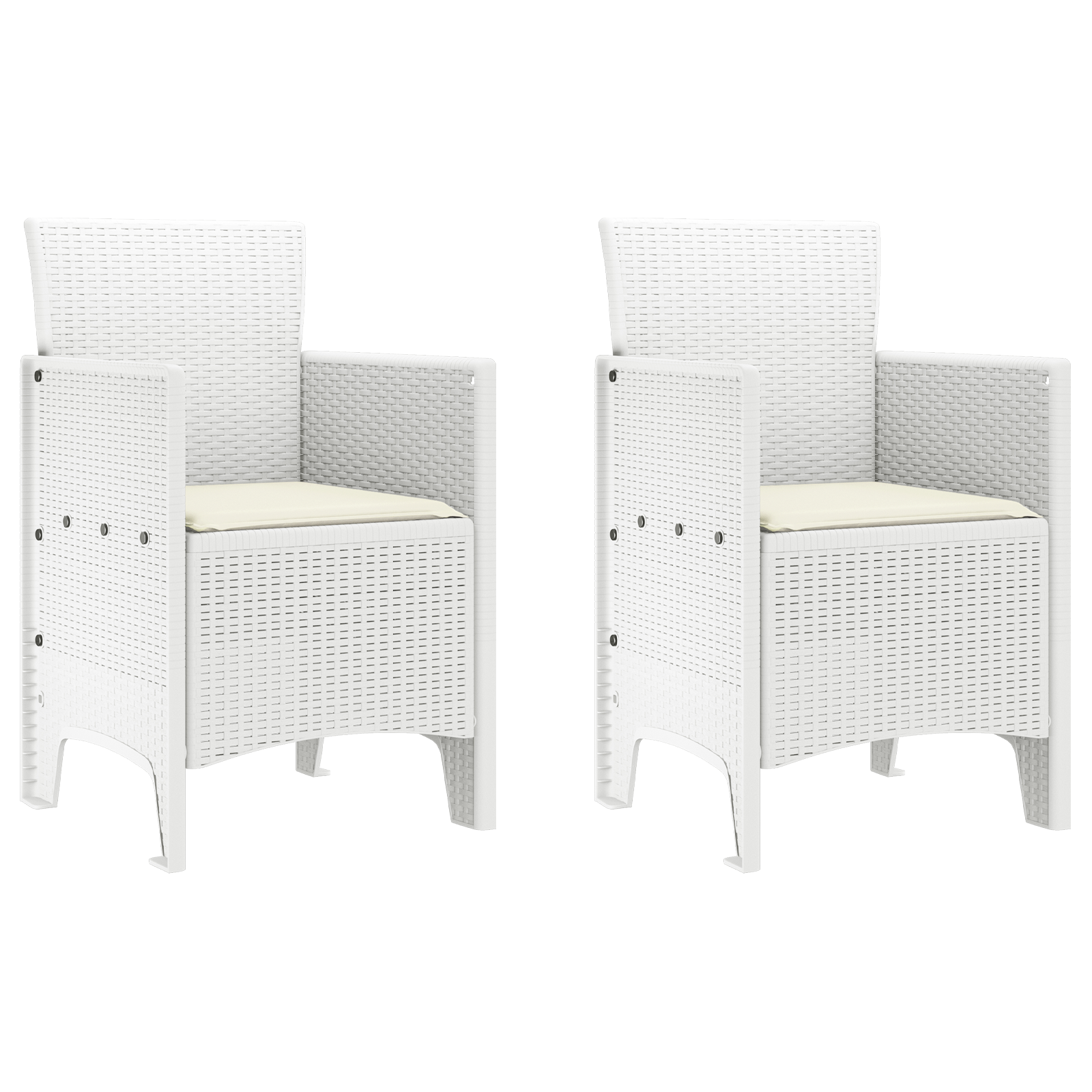 Hage Stol 2 pcs Hvit 53 x 49 x 85 cm PP
