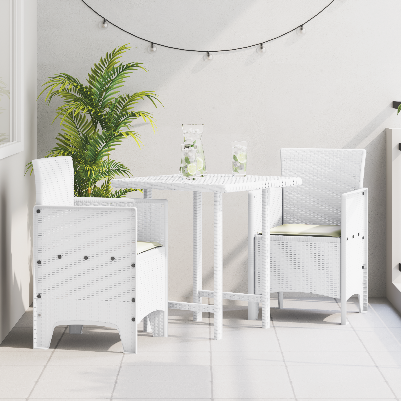 Hage Stol 2 pcs Hvit 53 x 49 x 85 cm PP