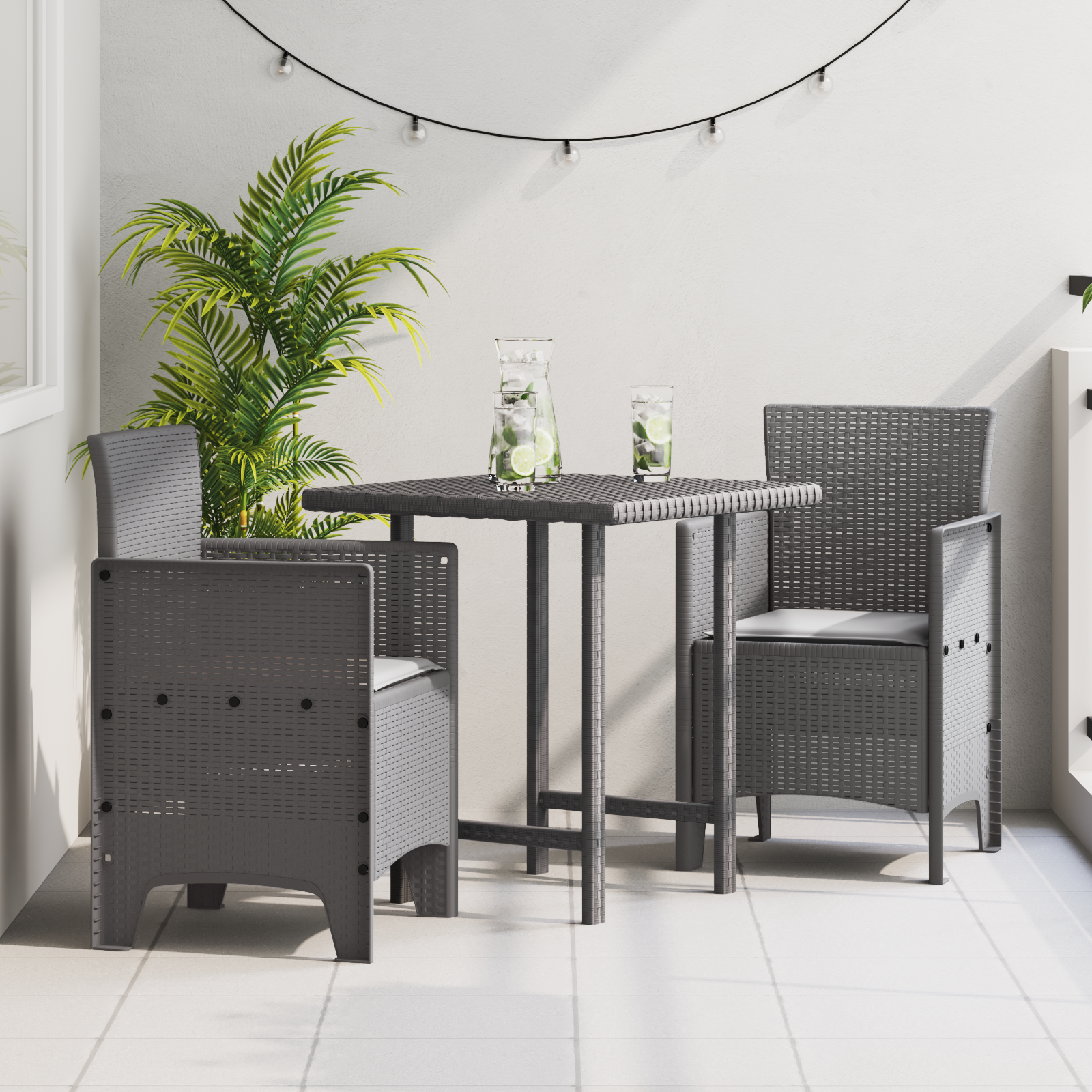 Hage Stol 2 pcs Lysegrå 53 x 49 x 85 cm PP