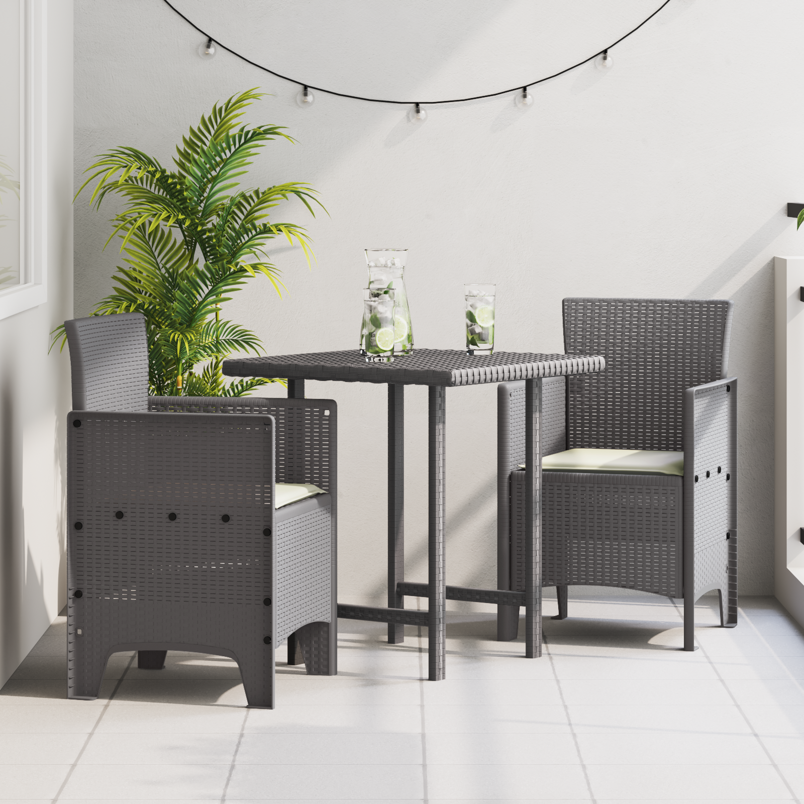 Hage Stol 2 pcs Lysegrå 53 x 49 x 85 cm PP