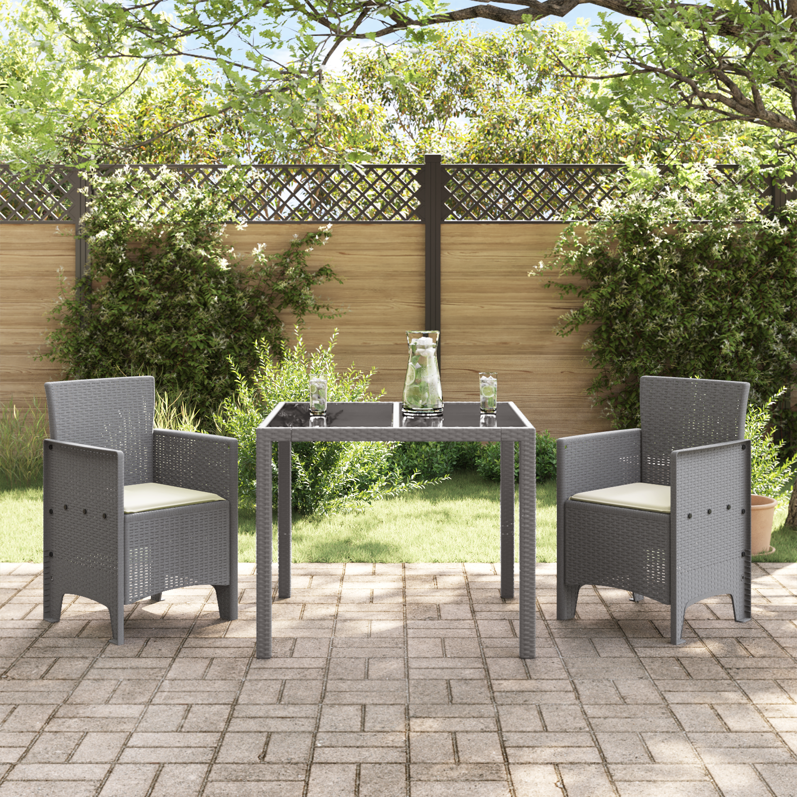 Hage Stol 2 pcs Lysegrå 53 x 49 x 85 cm PP