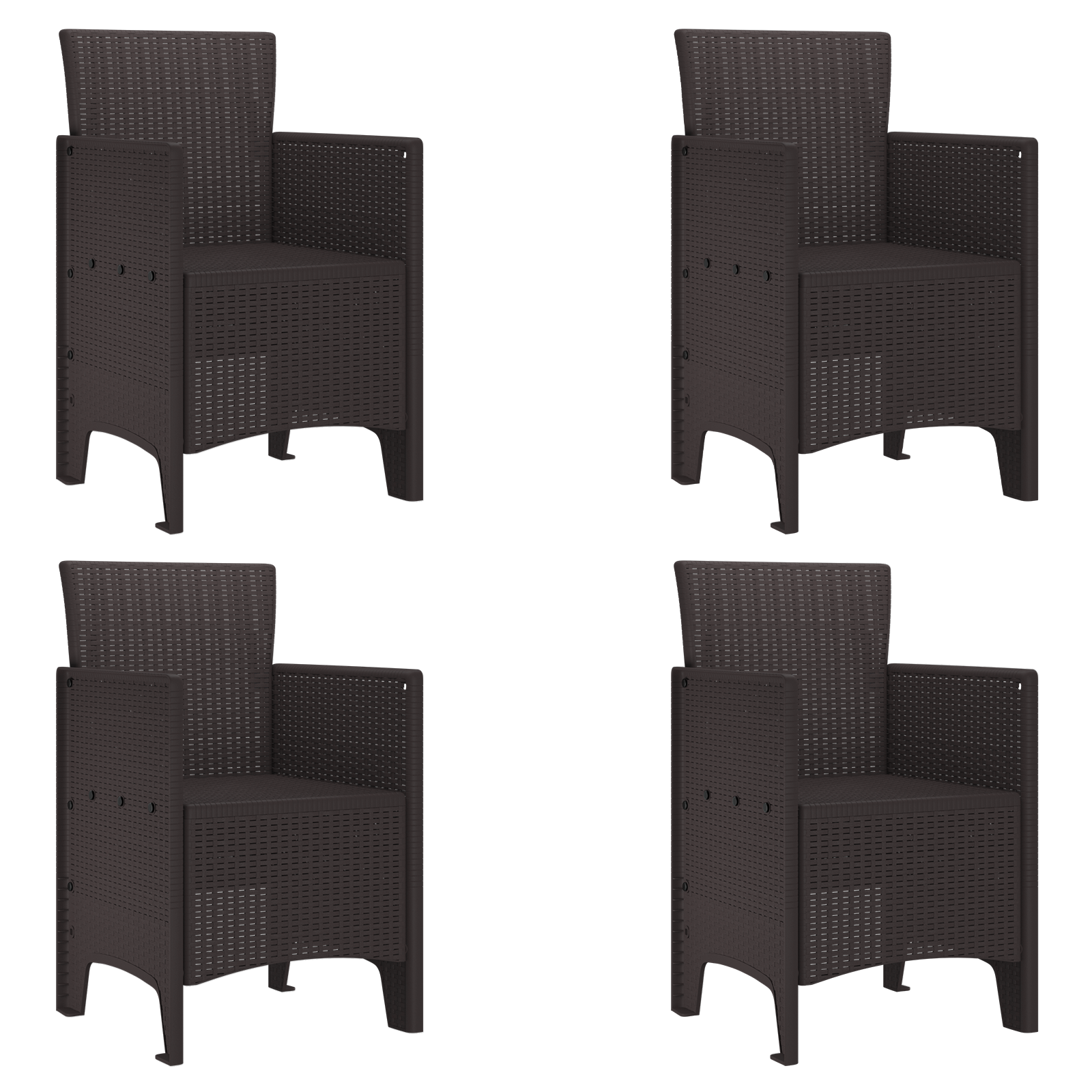 Hage Stol 4 pcs Brun 53 x 49 x 85 cm PP