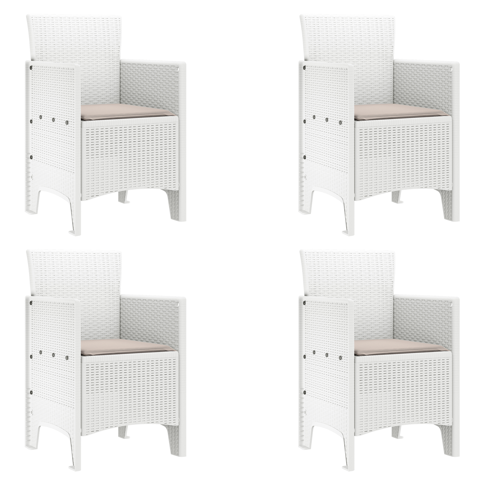 Hage Stol 4 pcs Hvit 53 x 49 x 85 cm PP